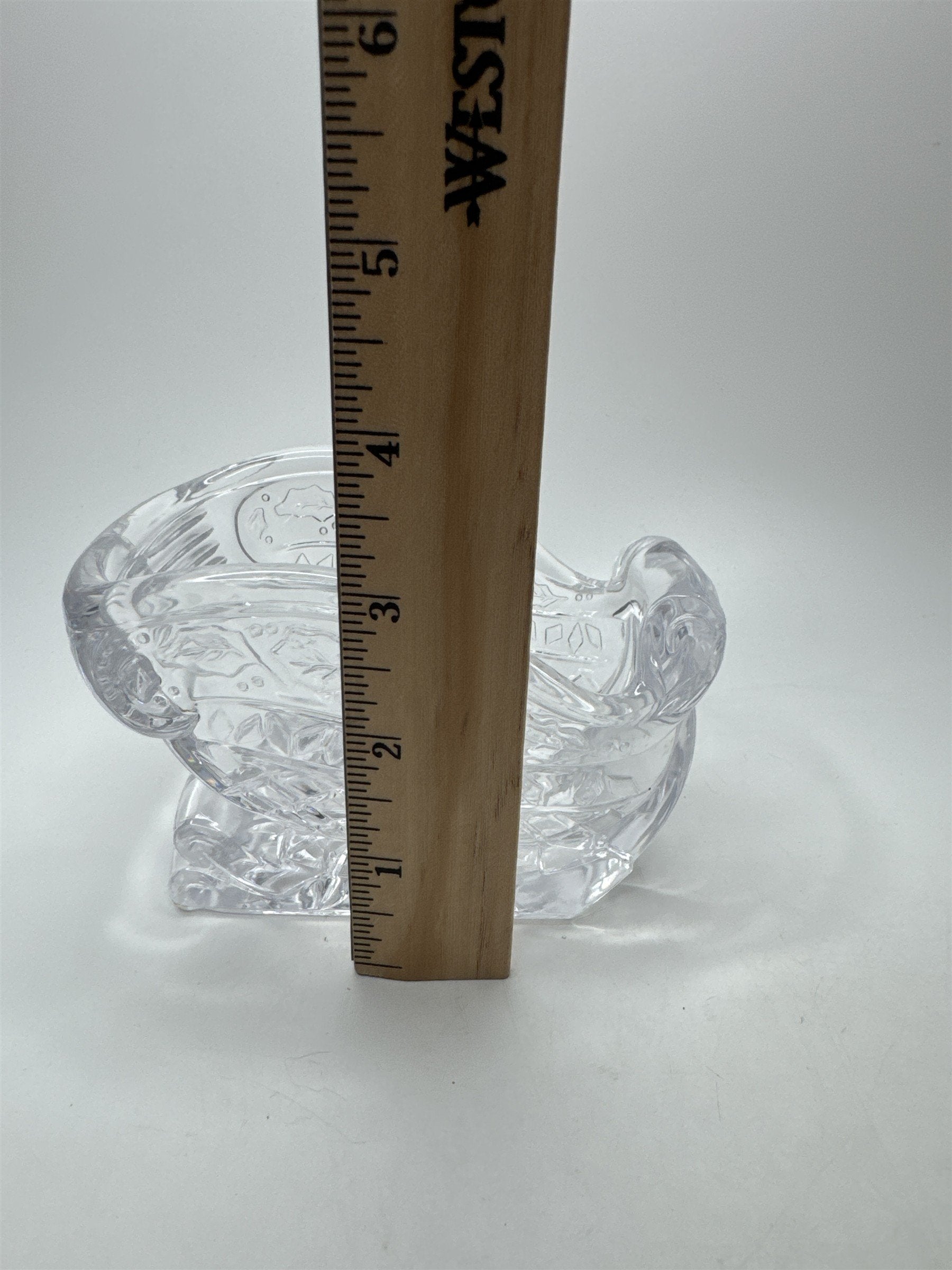 Vintage Clear Glass Acrylic Santa Sleigh Candy Dish Pressed Figural Xmas Decor