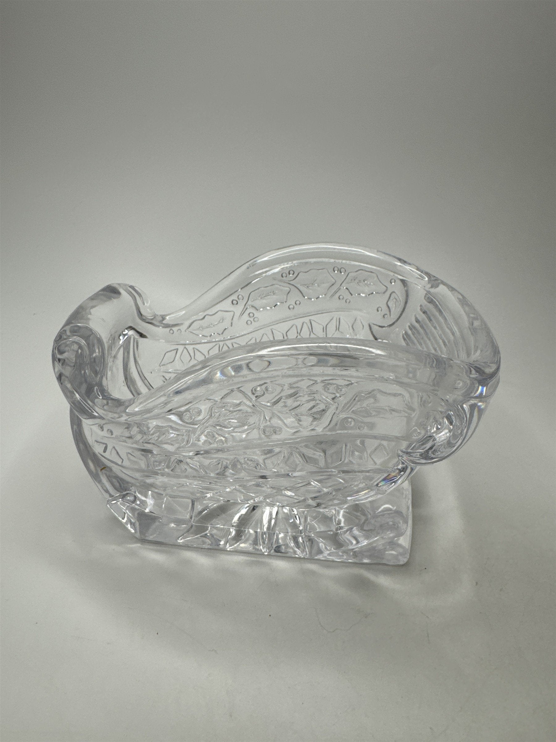 Vintage Clear Glass Acrylic Santa Sleigh Candy Dish Pressed Figural Xmas Decor