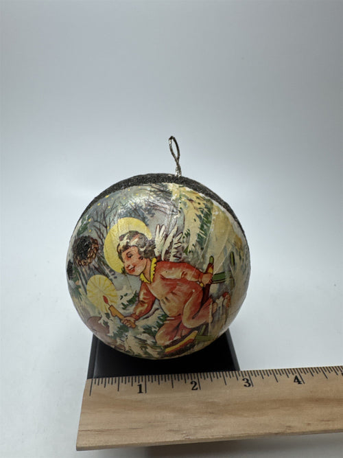 Antique Paper Mache Angel Ornament Candy Container Victorian Litho