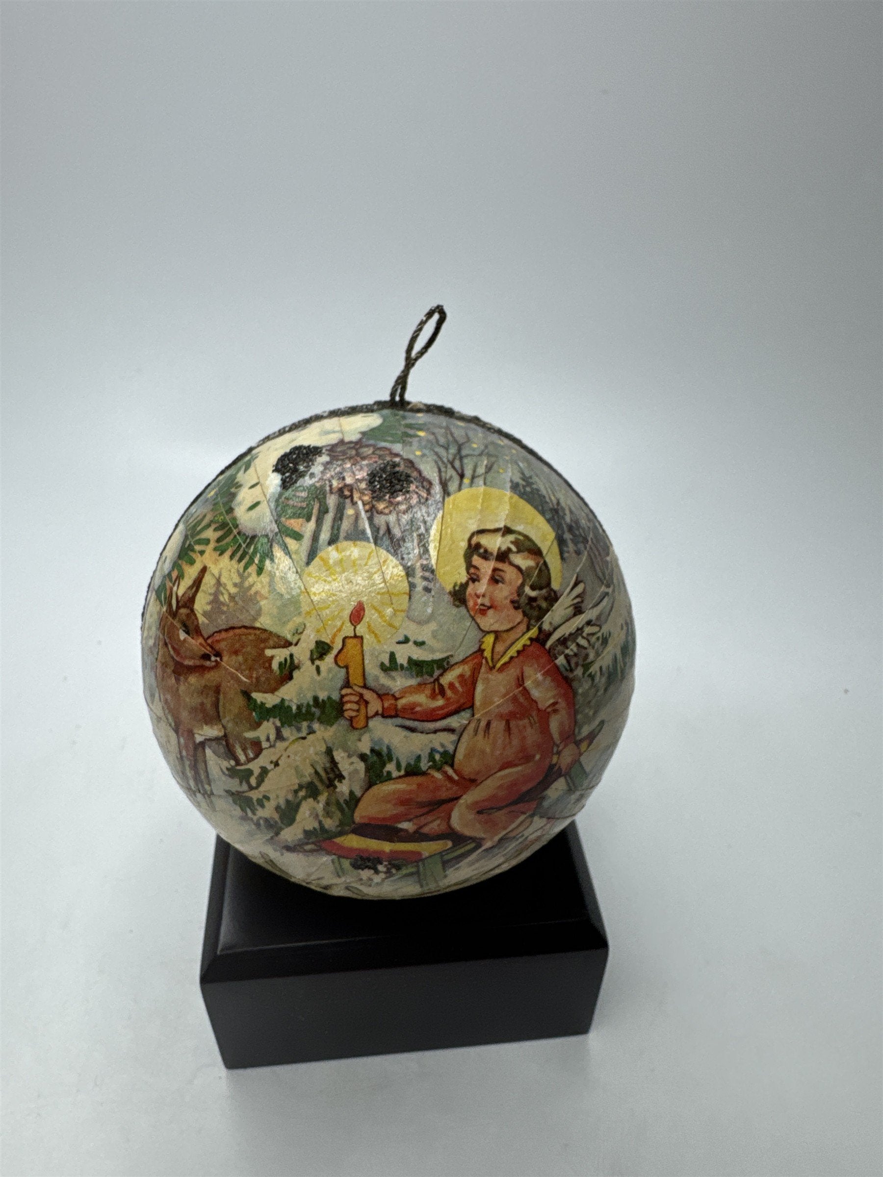 Antique Paper Mache Angel Ornament Candy Container Victorian Litho