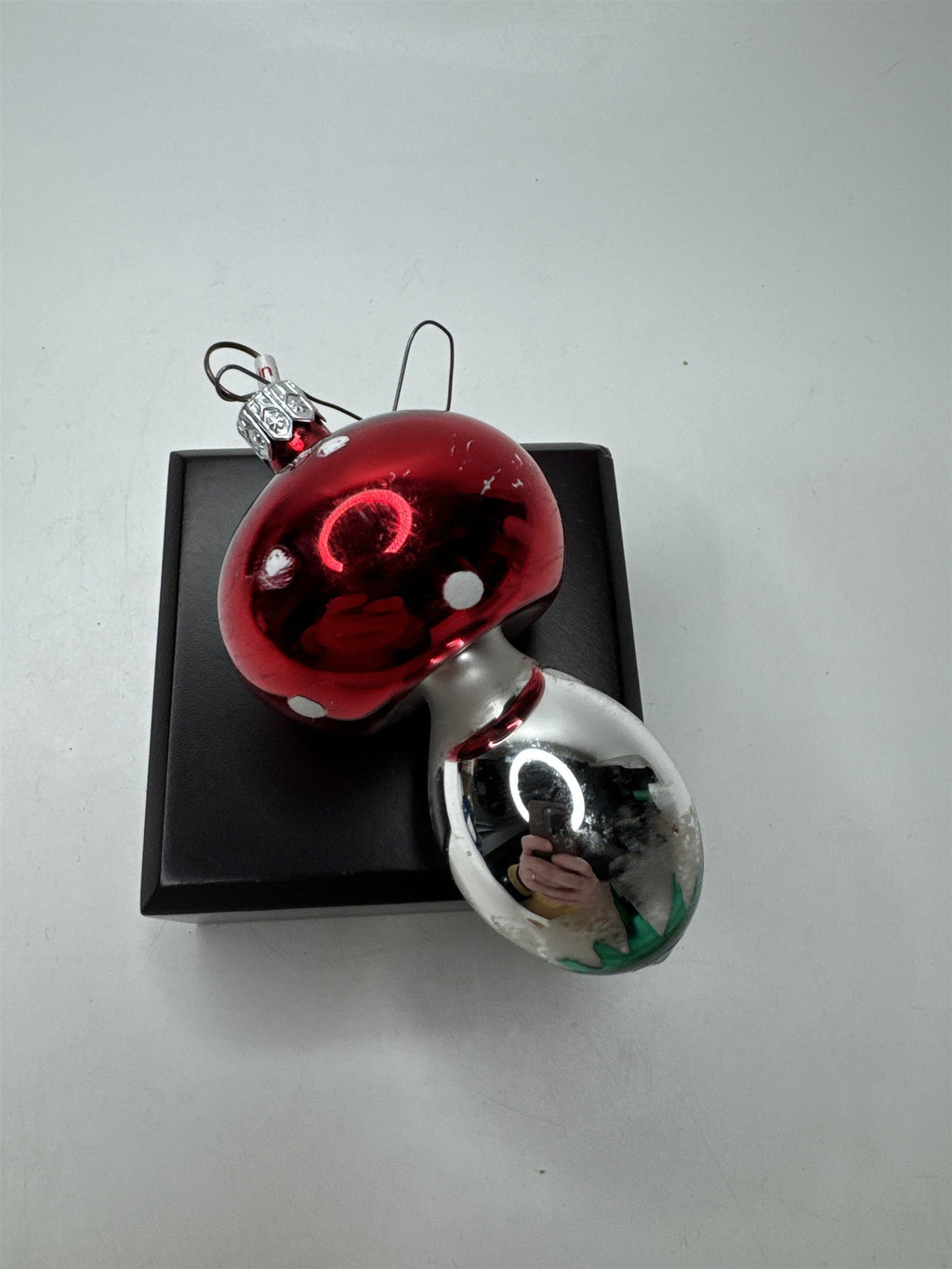 Vintage Poland Blown Glass Mushroom Ornament Red Amanita Figural Christmas