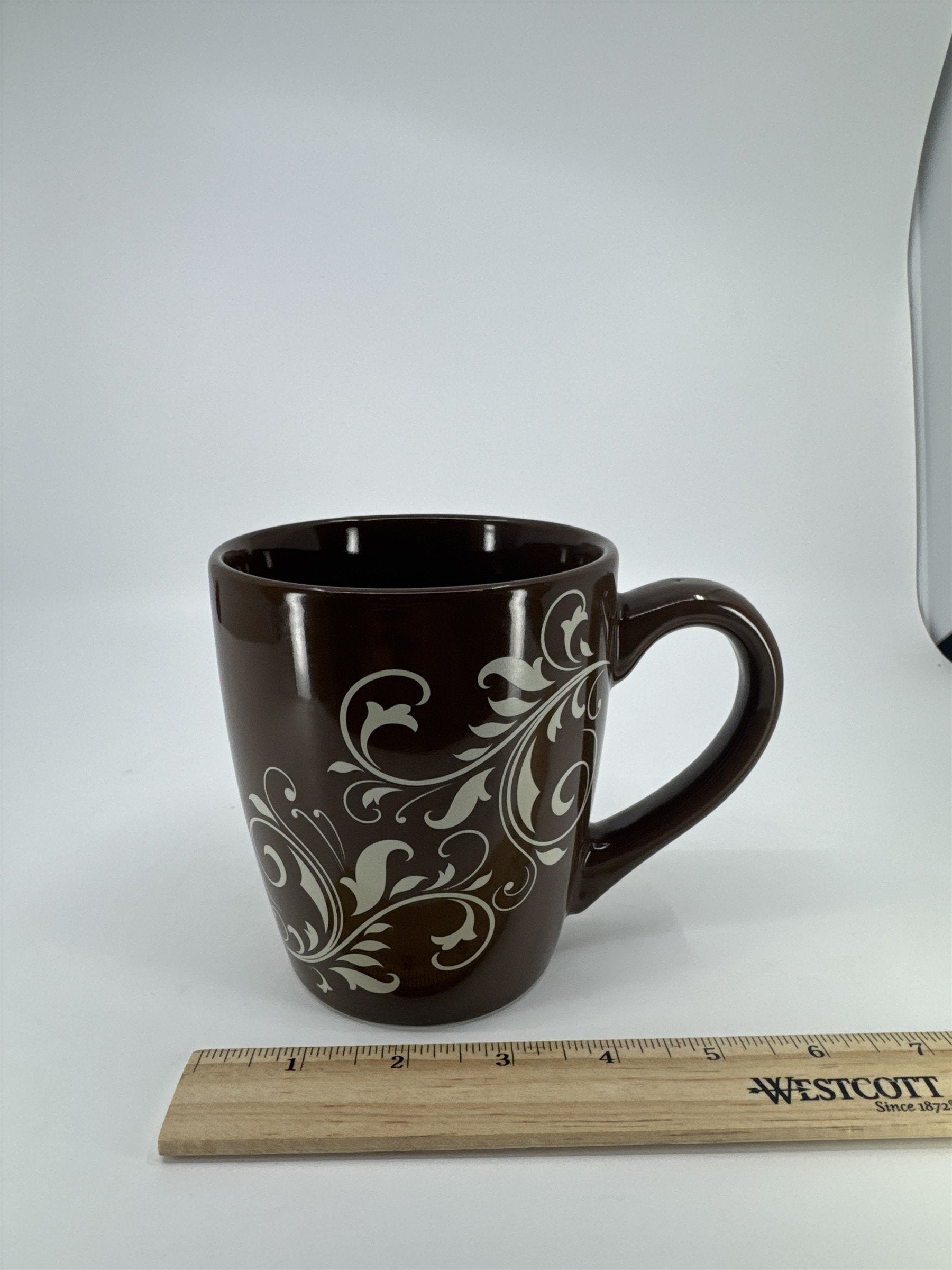 Vintage DesignPac Ceramic Floral Brown Coffee Drinking Mug