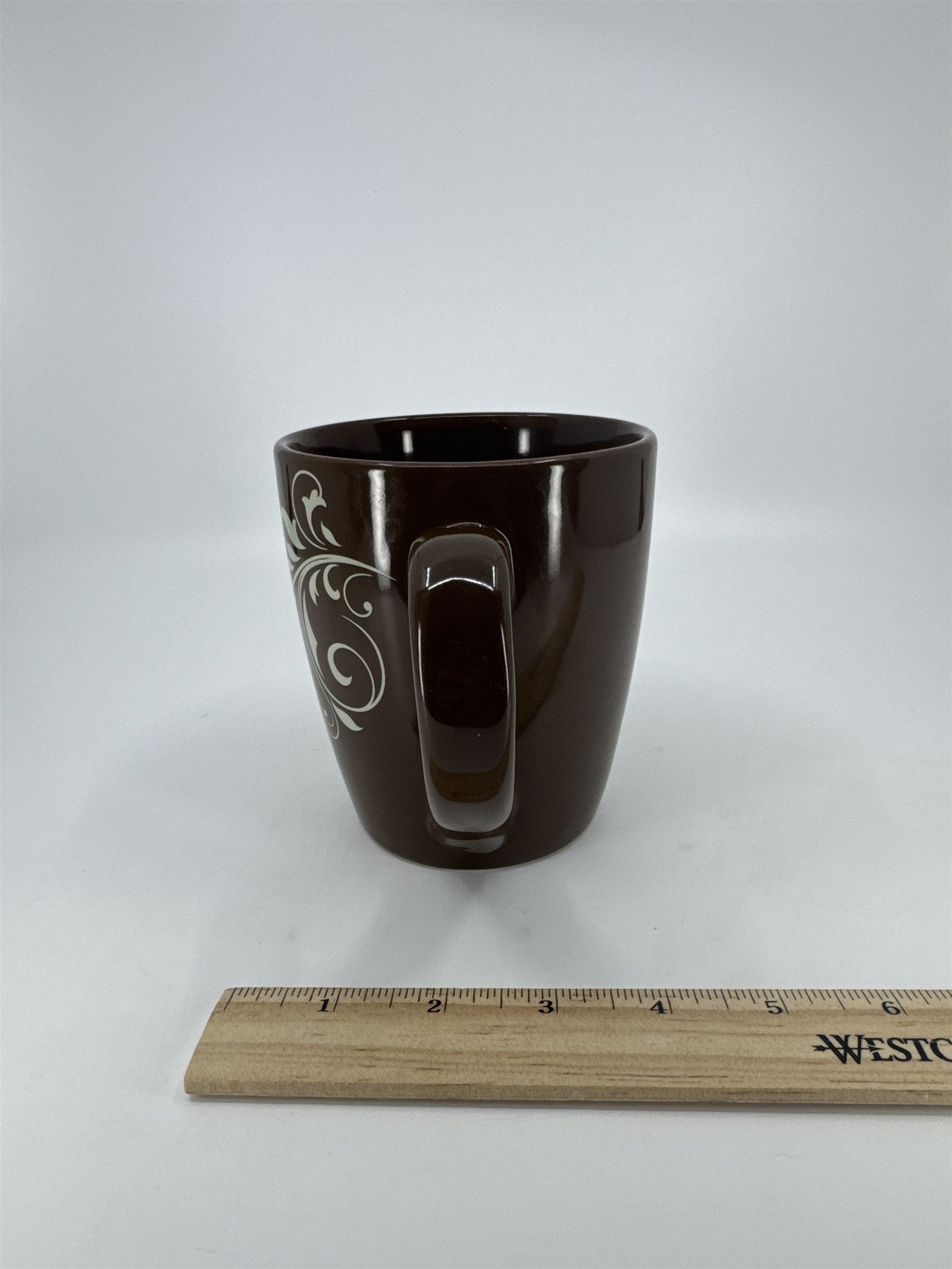 Vintage DesignPac Ceramic Floral Brown Coffee Drinking Mug