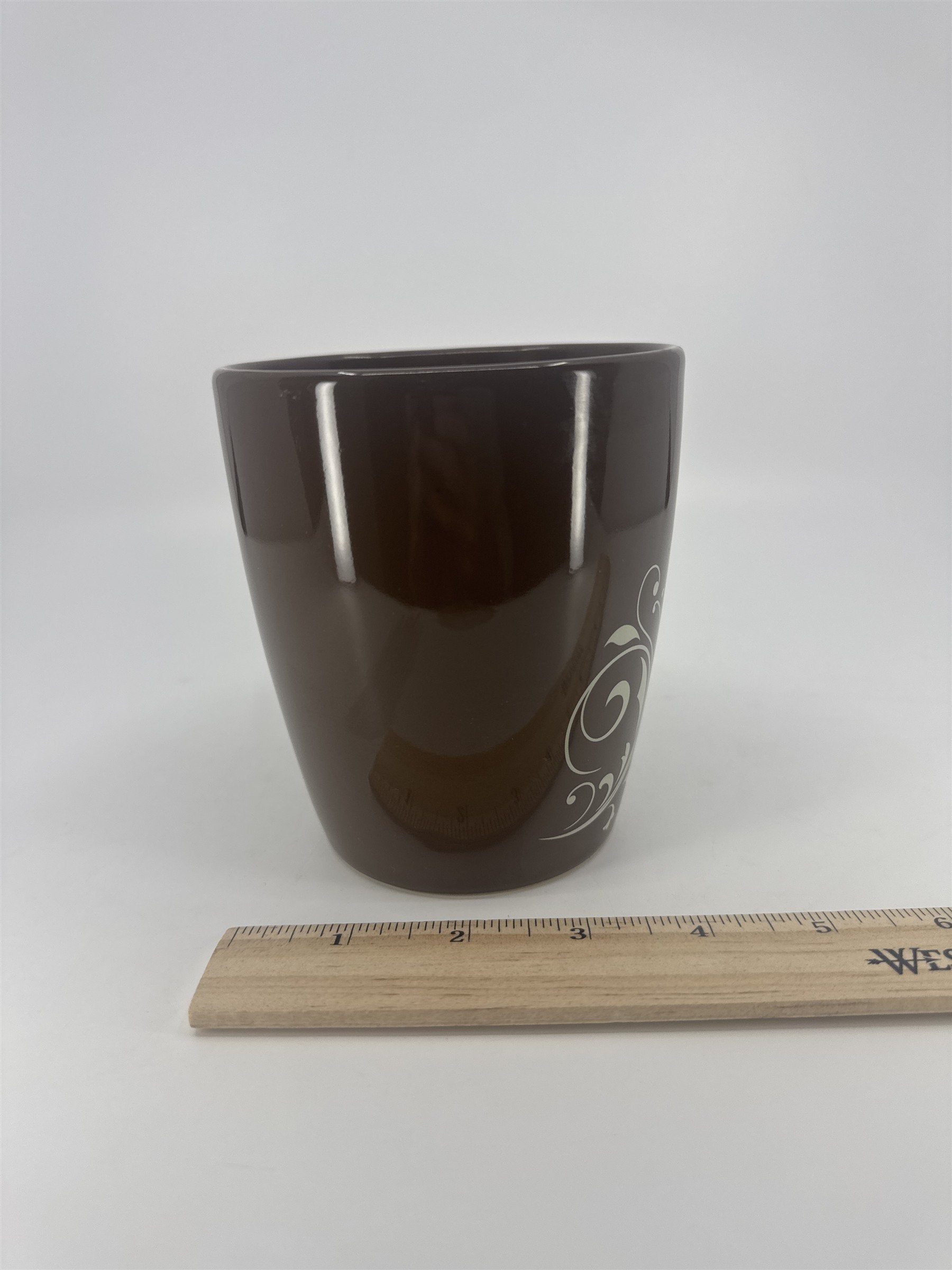 Vintage DesignPac Ceramic Floral Brown Coffee Drinking Mug