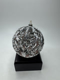 Vintage Silver Plastic Ornament Filigree Embossed 3D Ball Christmas Kitsch Retro