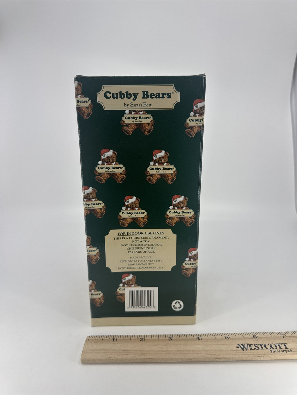 Vintage Cubby Bears European Style Mouth Blown Glass Bear Ornament Santa's Best