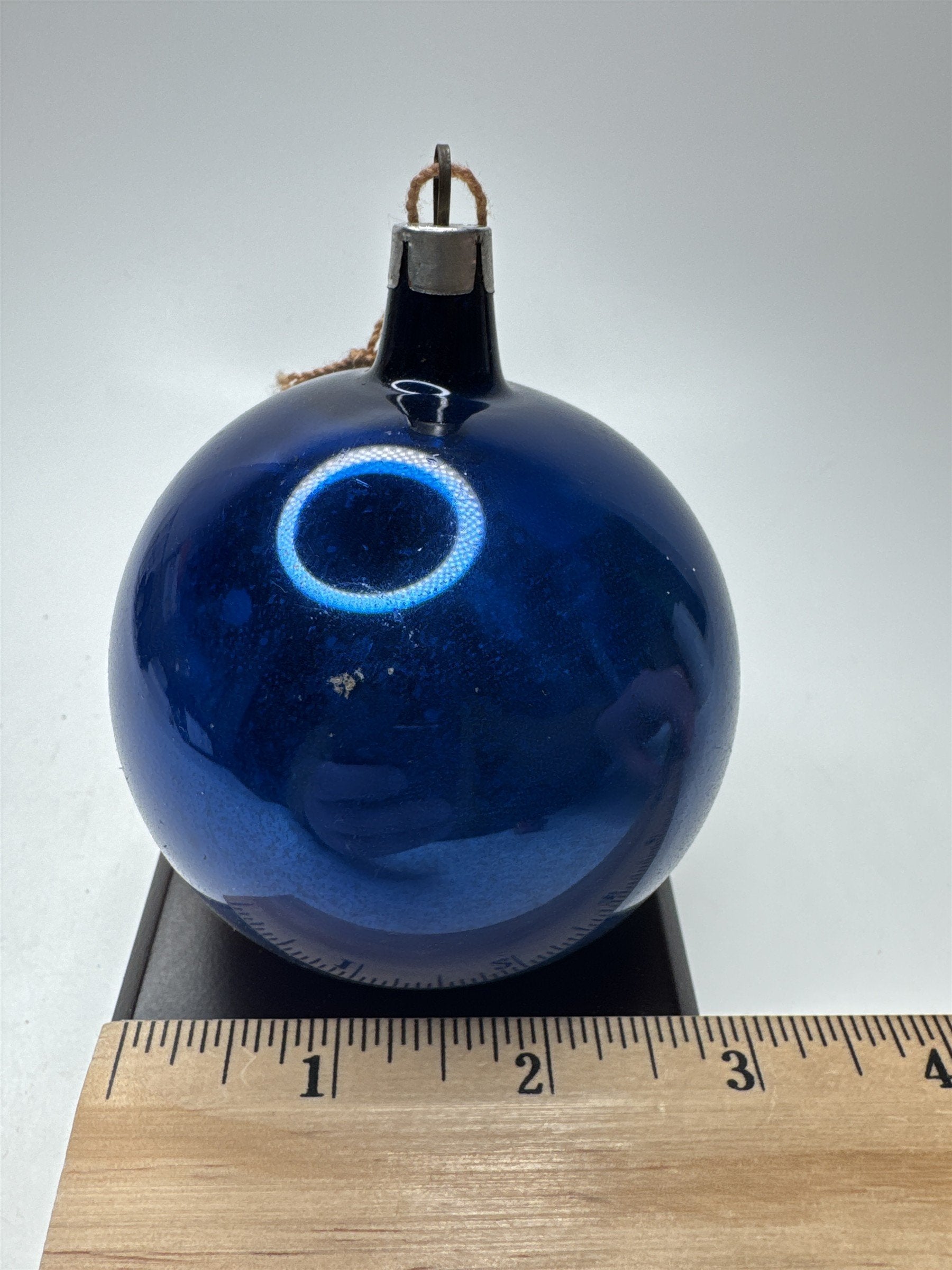 Vintage Cobalt Blue Mercury Glass Ornament Ball Christmas Holiday MCM USA