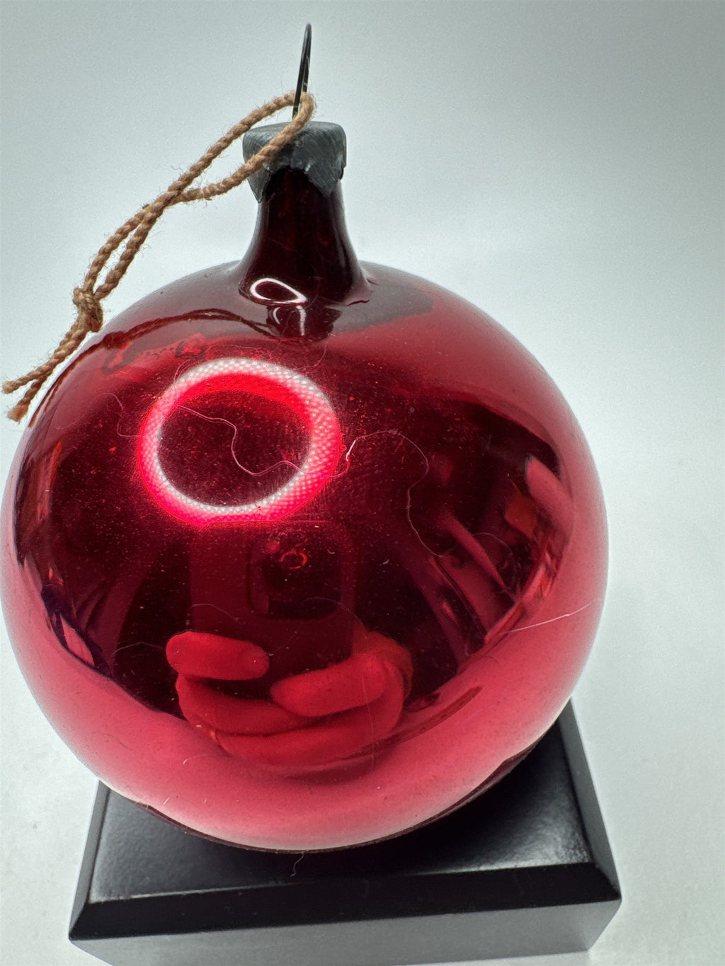 Vintage Red Mercury Glass Ornament Ball Christmas Holiday MCM USA Crazing