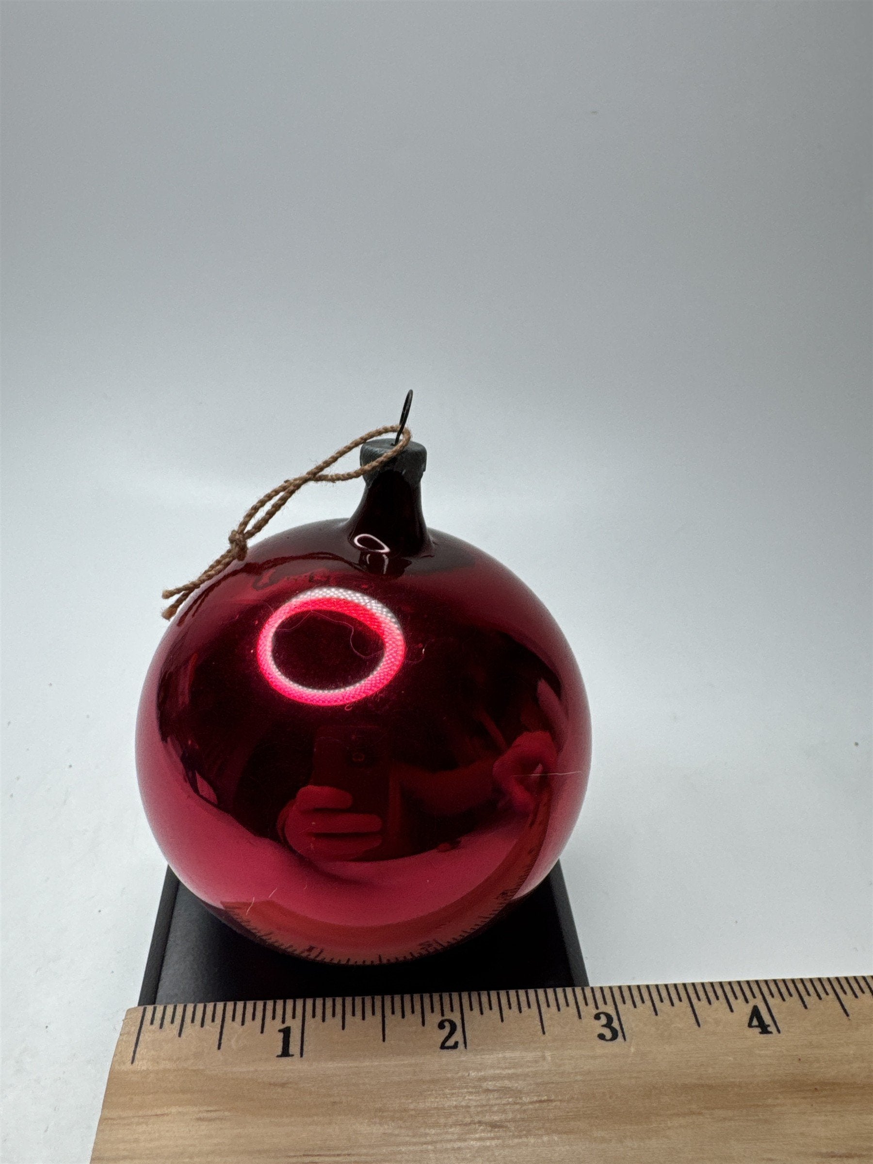 Vintage Red Mercury Glass Ornament Ball Christmas Holiday MCM USA Crazing