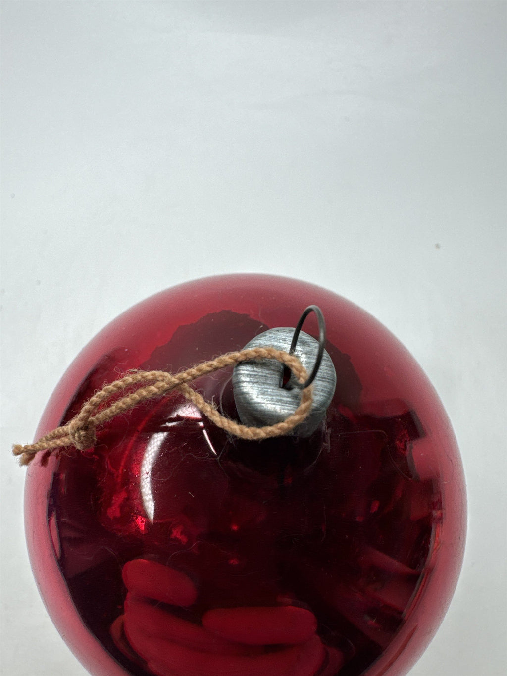 Vintage Red Mercury Glass Ornament Ball Christmas Holiday MCM USA Crazing