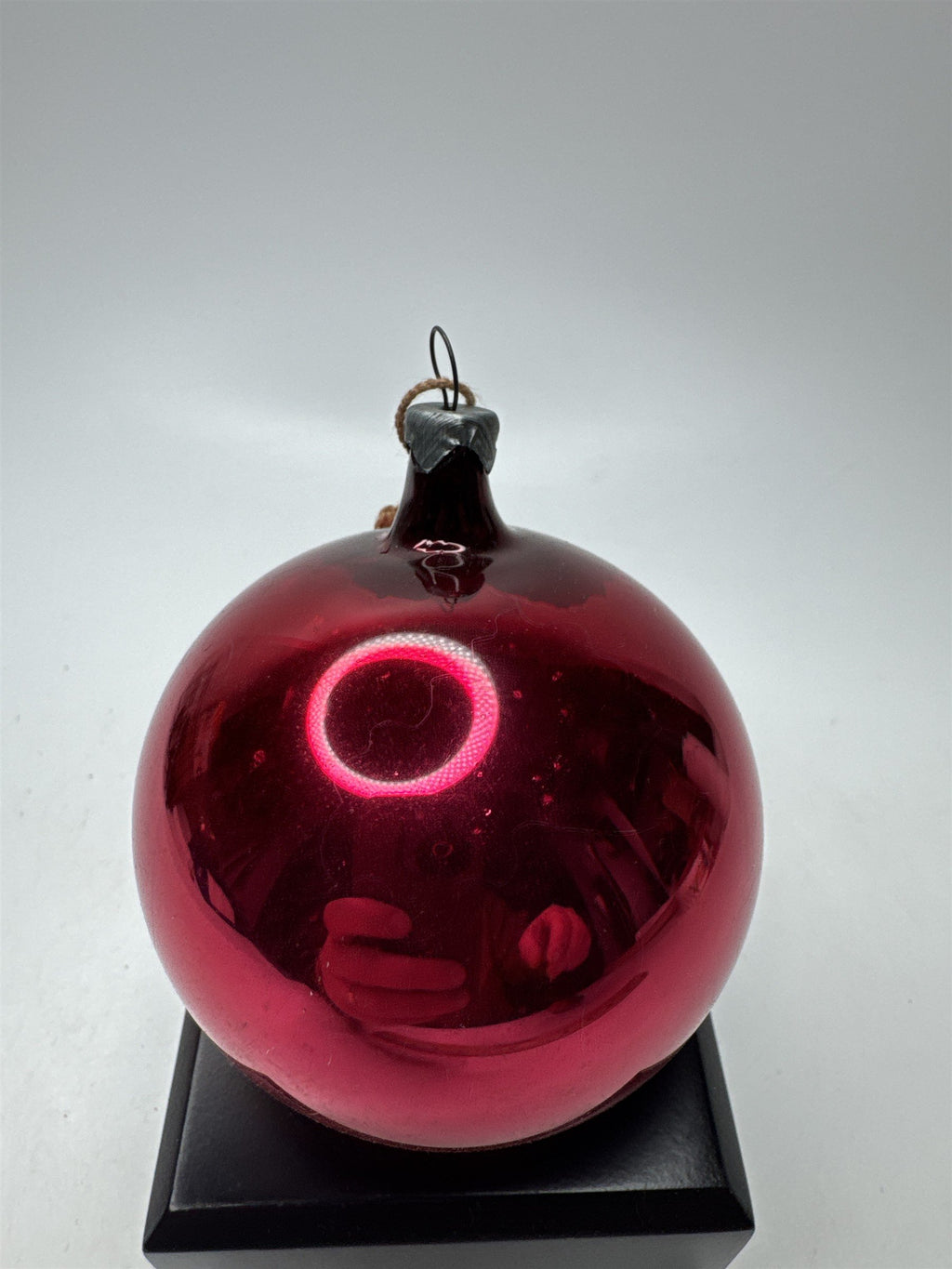 Vintage Red Mercury Glass Ornament Ball Christmas Holiday MCM USA Crazing