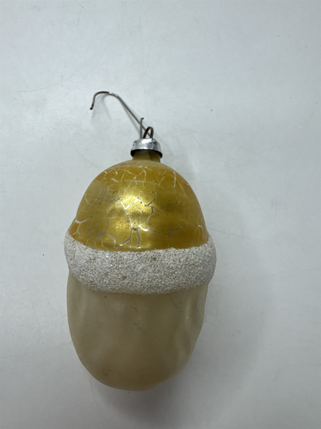 Vintage West Germany Glass Santa Head Figural Ornament Sugar Flocked