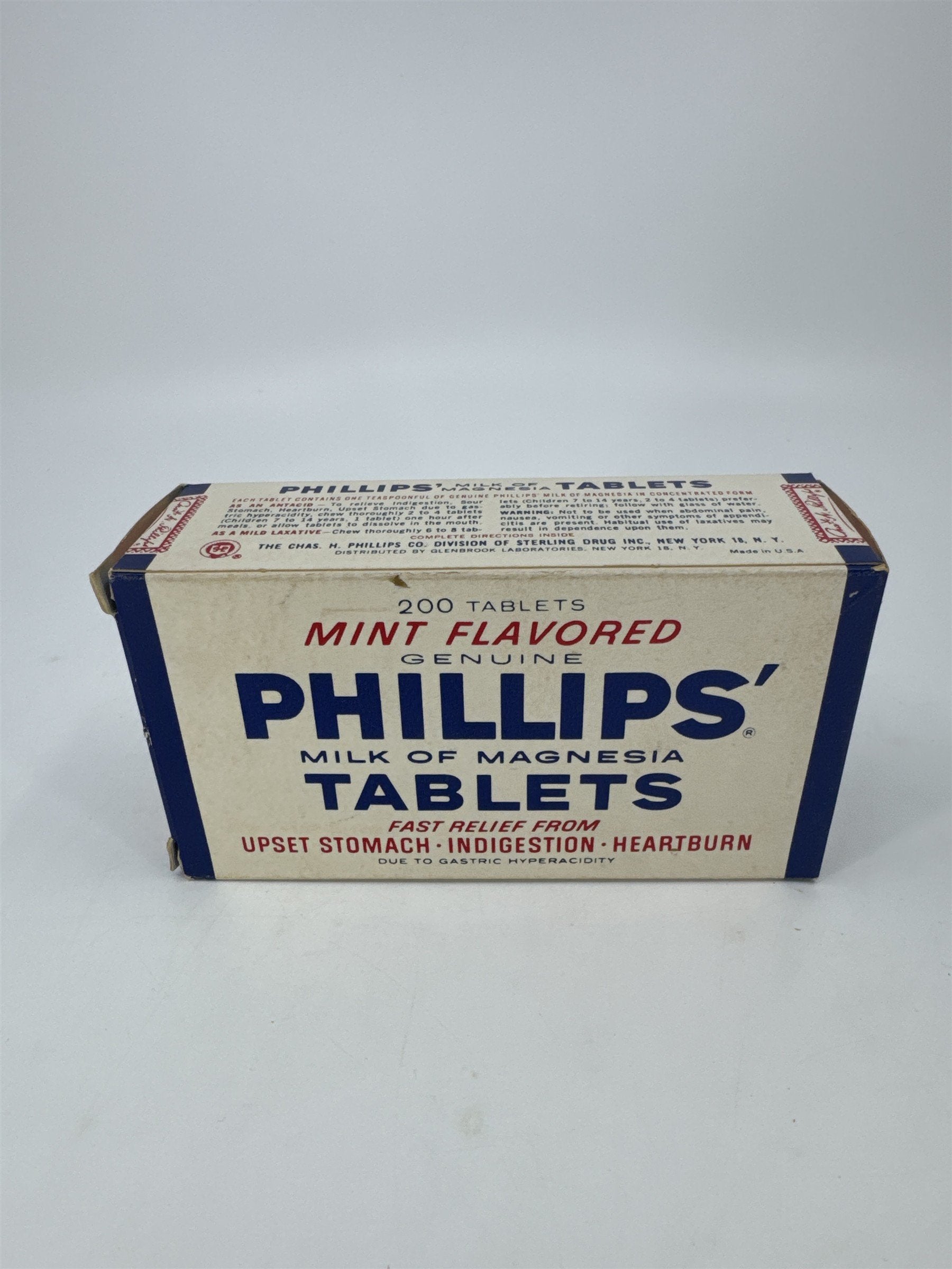 Vintage Mint Flavored Genuine Phillips' Milk Of Magnesia 200 Tablets