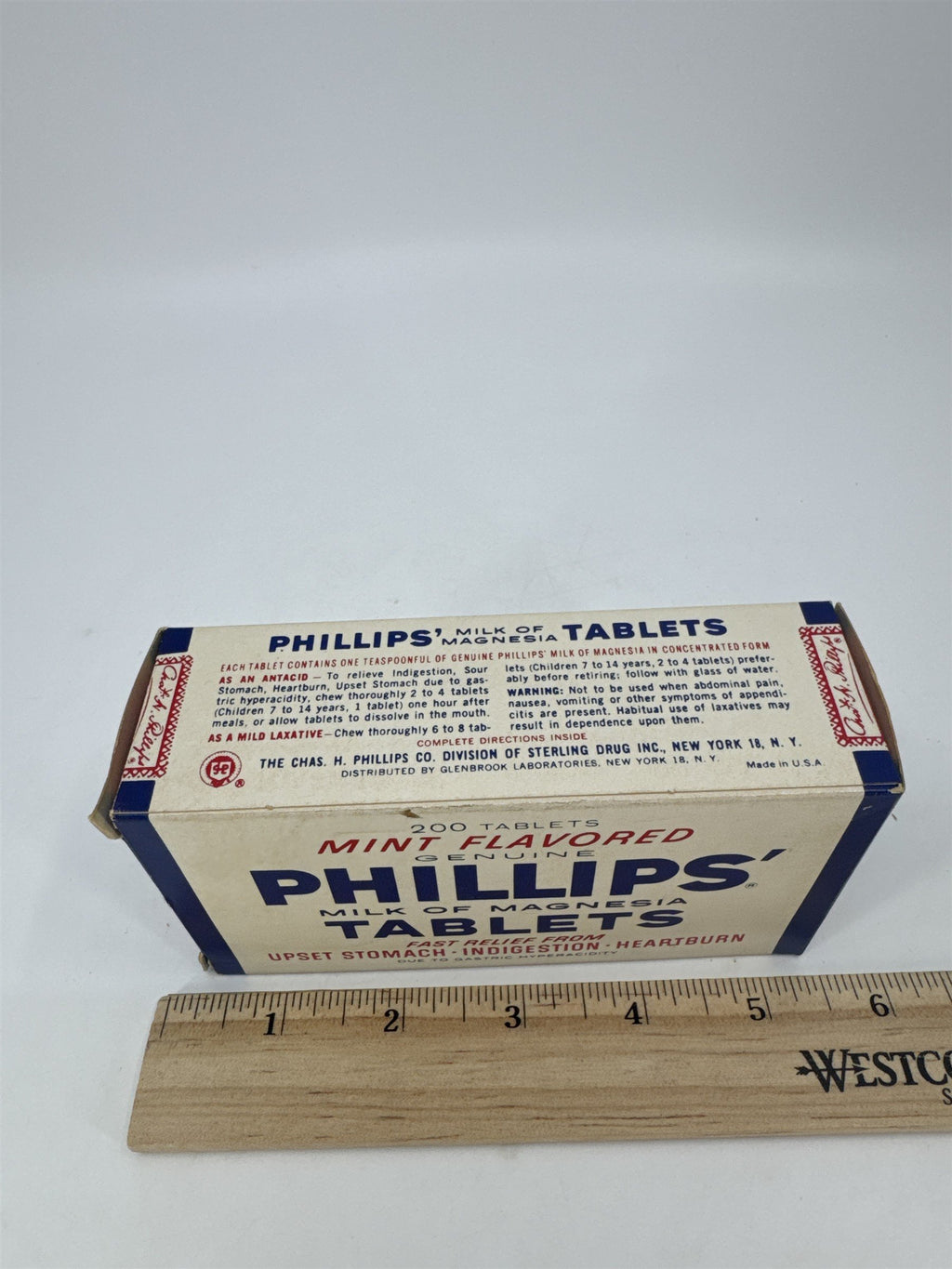 Vintage Mint Flavored Genuine Phillips' Milk Of Magnesia 200 Tablets