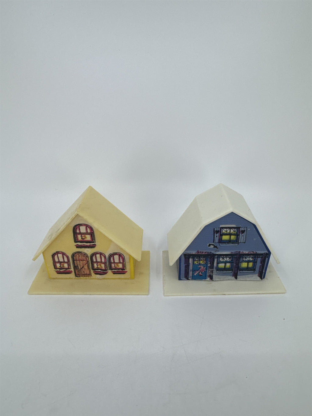 Set Of Five Vintage Alpine Village Christmas House Light Covers Plastic Putz