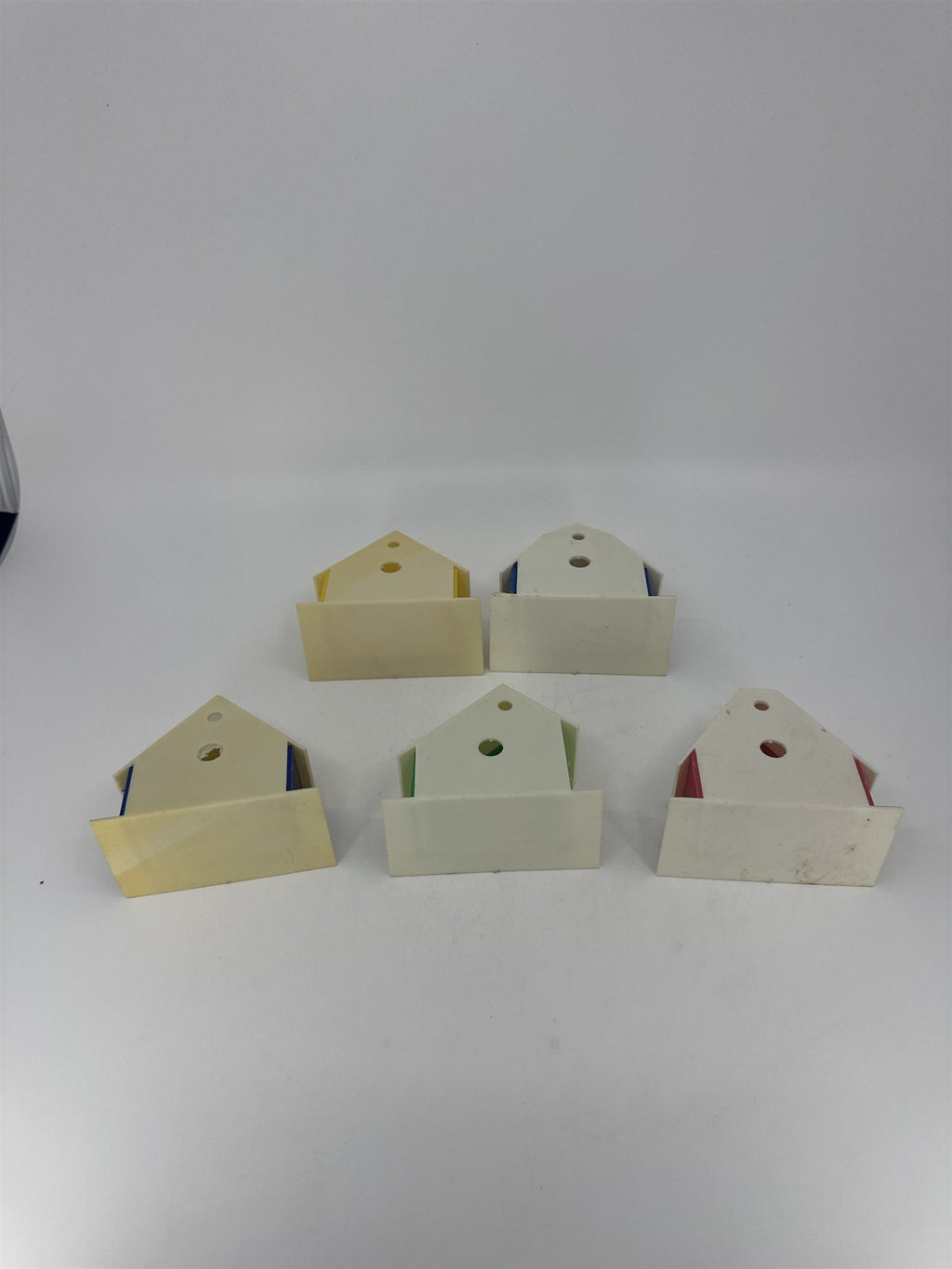 Set Of Five Vintage Alpine Village Christmas House Light Covers Plastic Putz