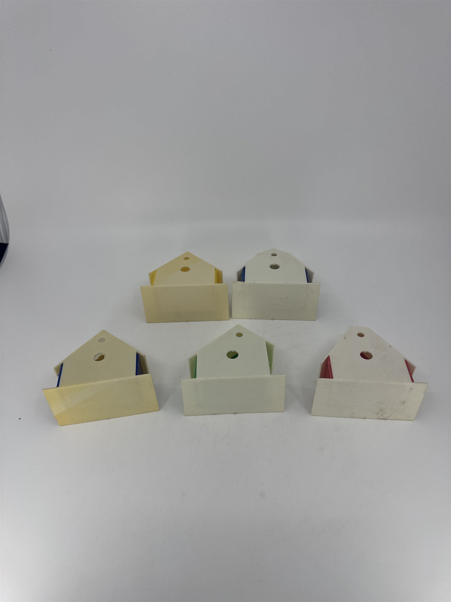 Set Of Five Vintage Alpine Village Christmas House Light Covers Plastic Putz
