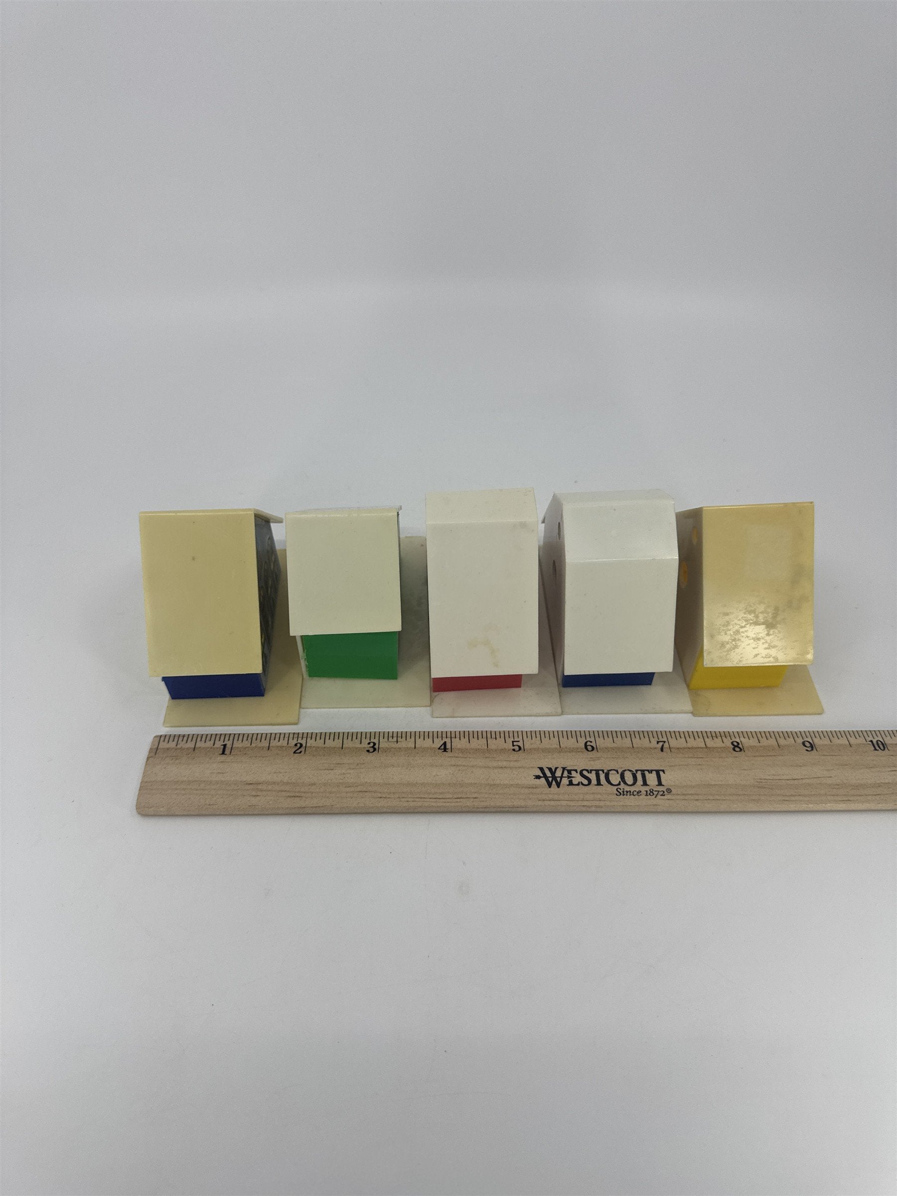 Set Of Five Vintage Alpine Village Christmas House Light Covers Plastic Putz