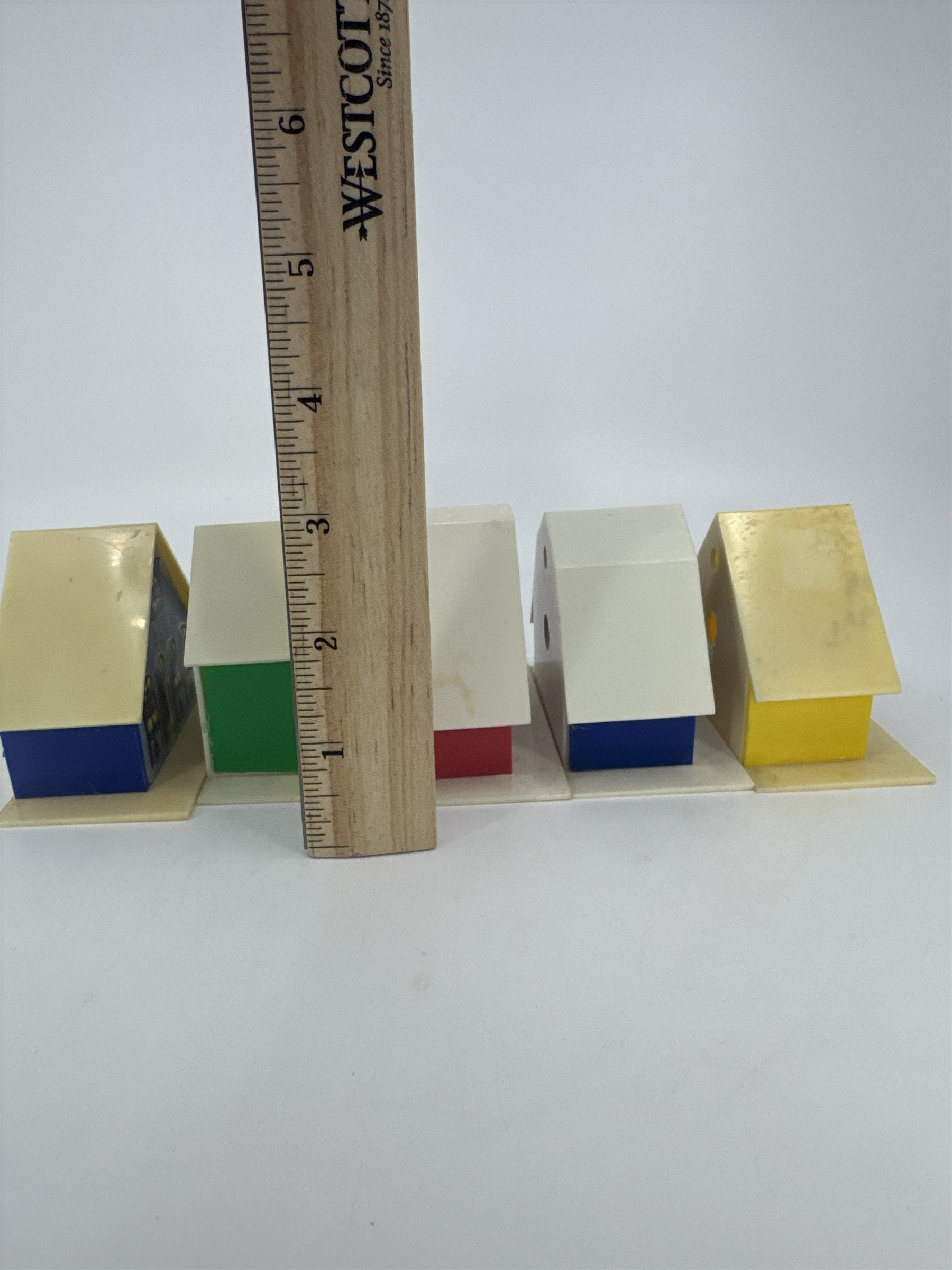 Set Of Five Vintage Alpine Village Christmas House Light Covers Plastic Putz