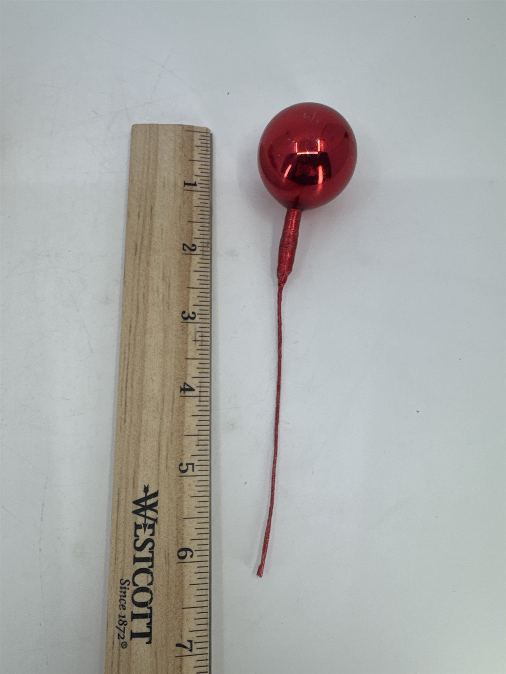 Set Of 10 Red Vintage Christmas Mercury Glass Ball Ornament Wired Picks