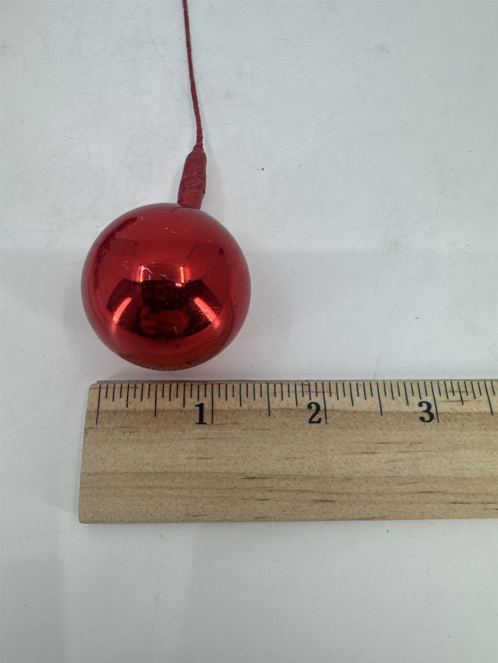 Set Of 10 Red Vintage Christmas Mercury Glass Ball Ornament Wired Picks