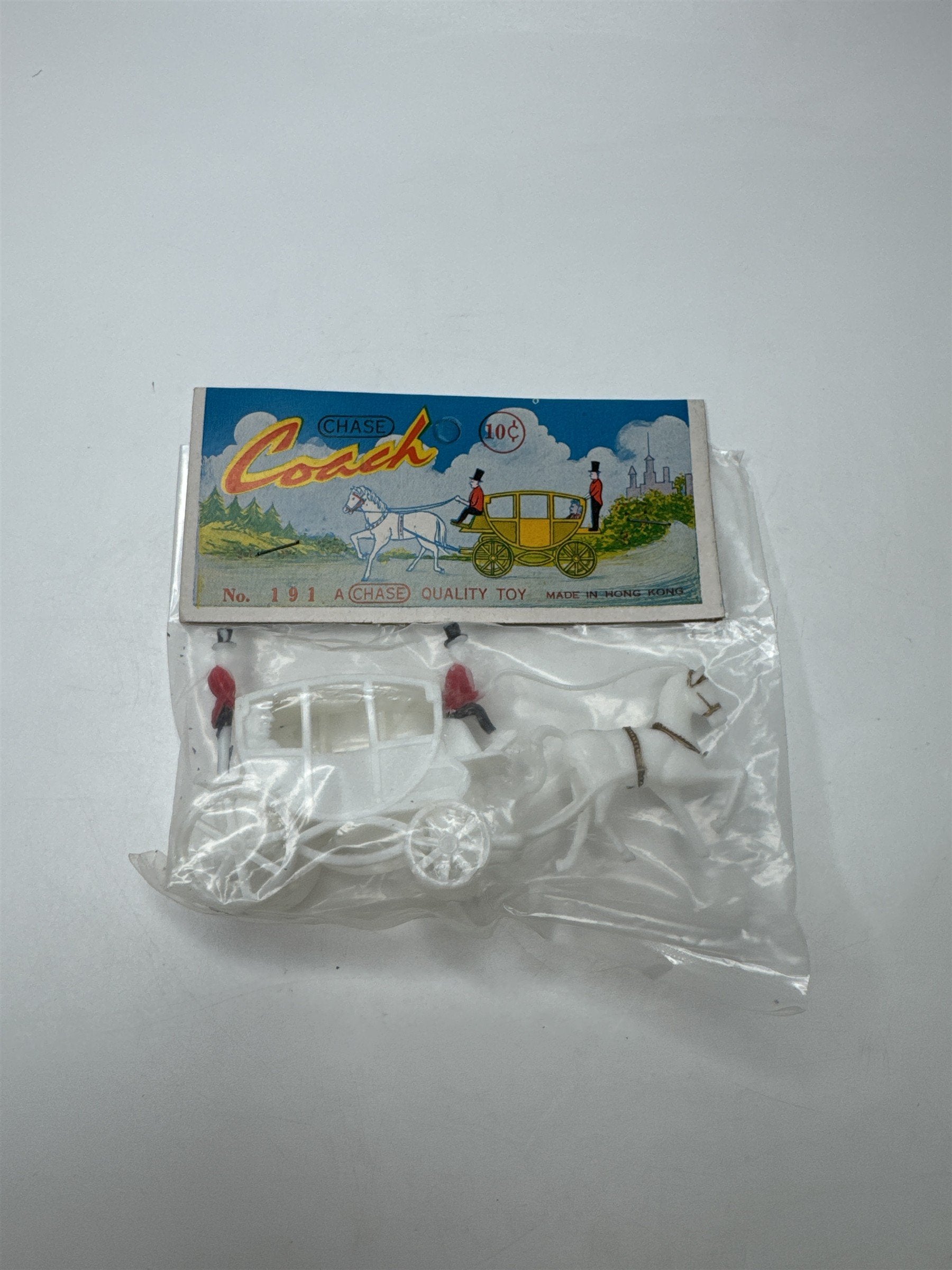 Vintage Chase Hong Kong Coach Carriage Horse Plastic Toy Set No 191 NOS