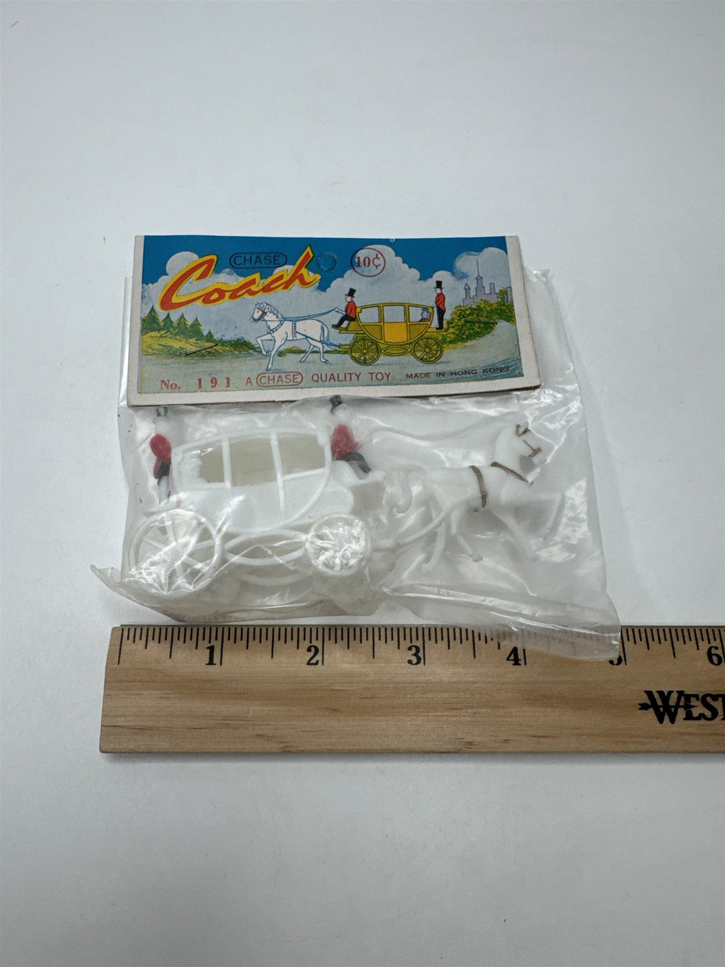 Vintage Chase Hong Kong Coach Carriage Horse Plastic Toy Set No 191 NOS