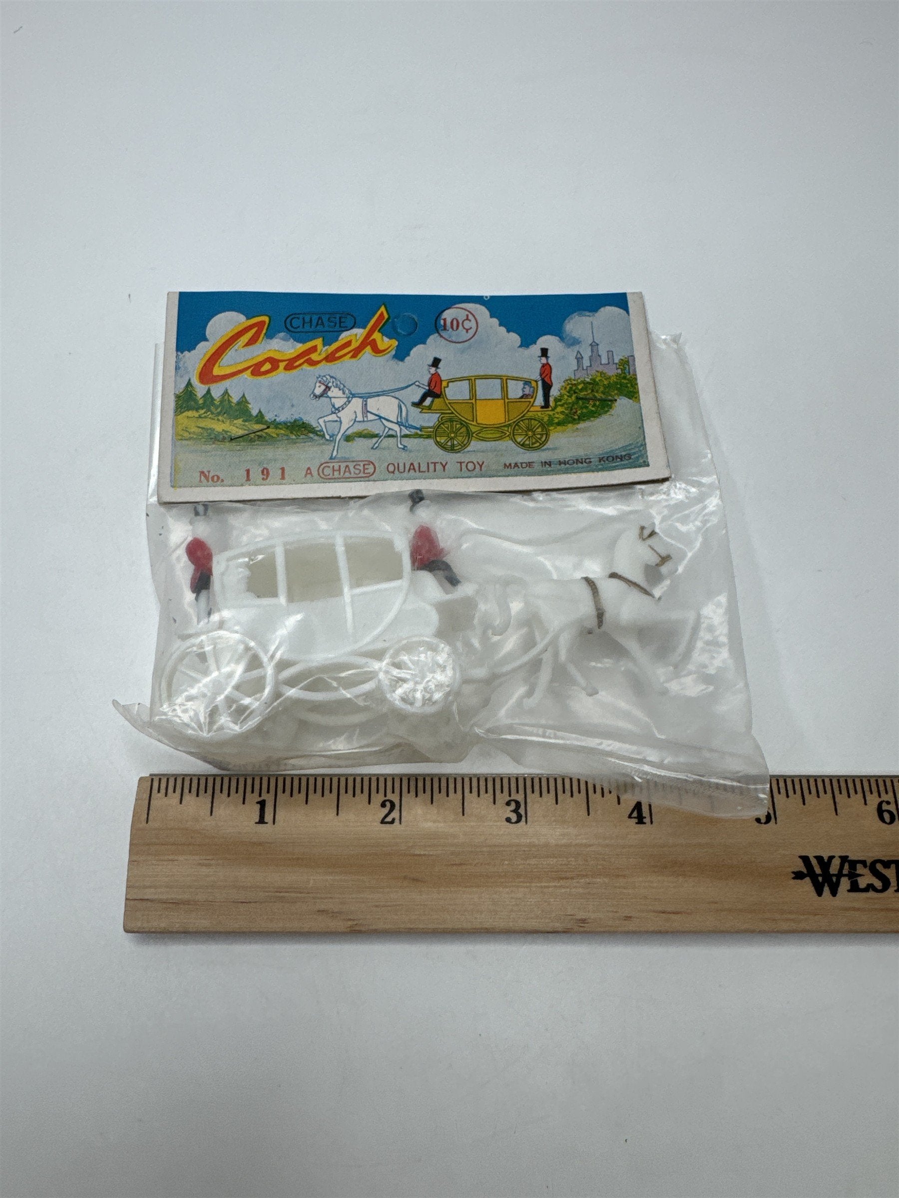 Vintage Chase Hong Kong Coach Carriage Horse Plastic Toy Set No 191 NOS