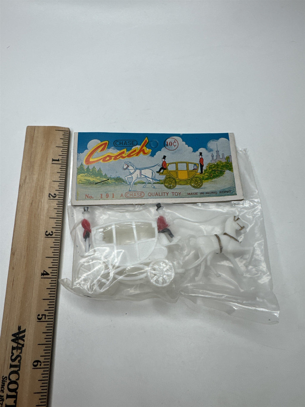 Vintage Chase Hong Kong Coach Carriage Horse Plastic Toy Set No 191 NOS