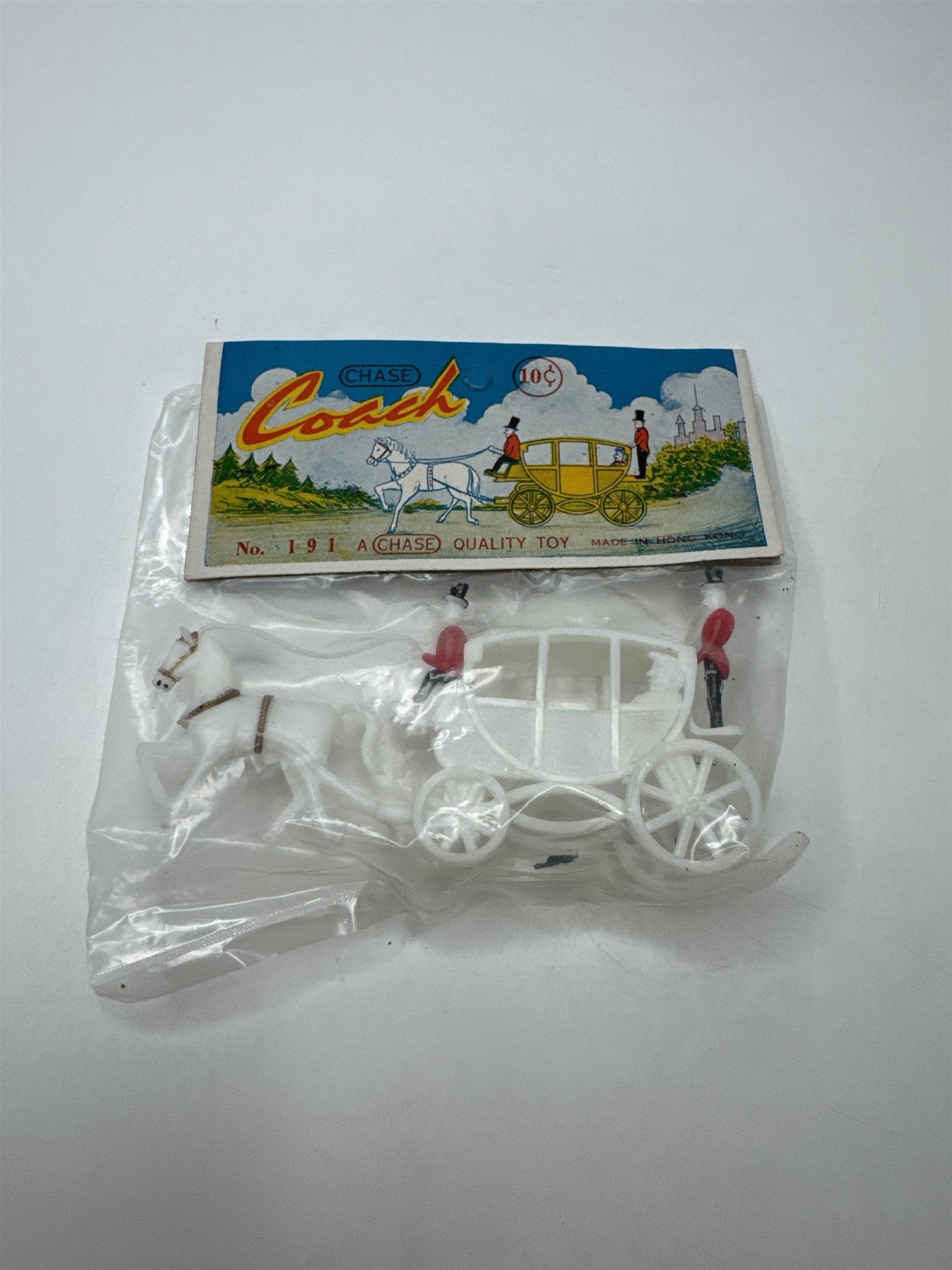 Vintage Chase Hong Kong Coach Carriage Horse Plastic Toy Set No 191 NOS