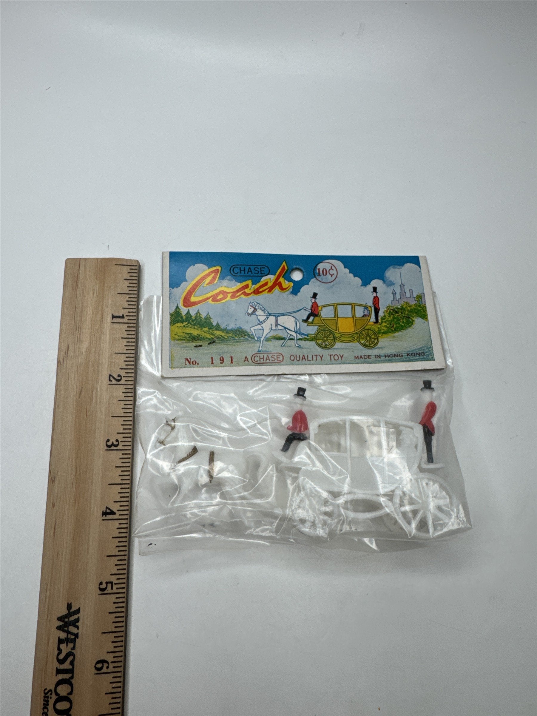 Vintage Chase Hong Kong Coach Carriage Horse Plastic Toy White No 191 NOS