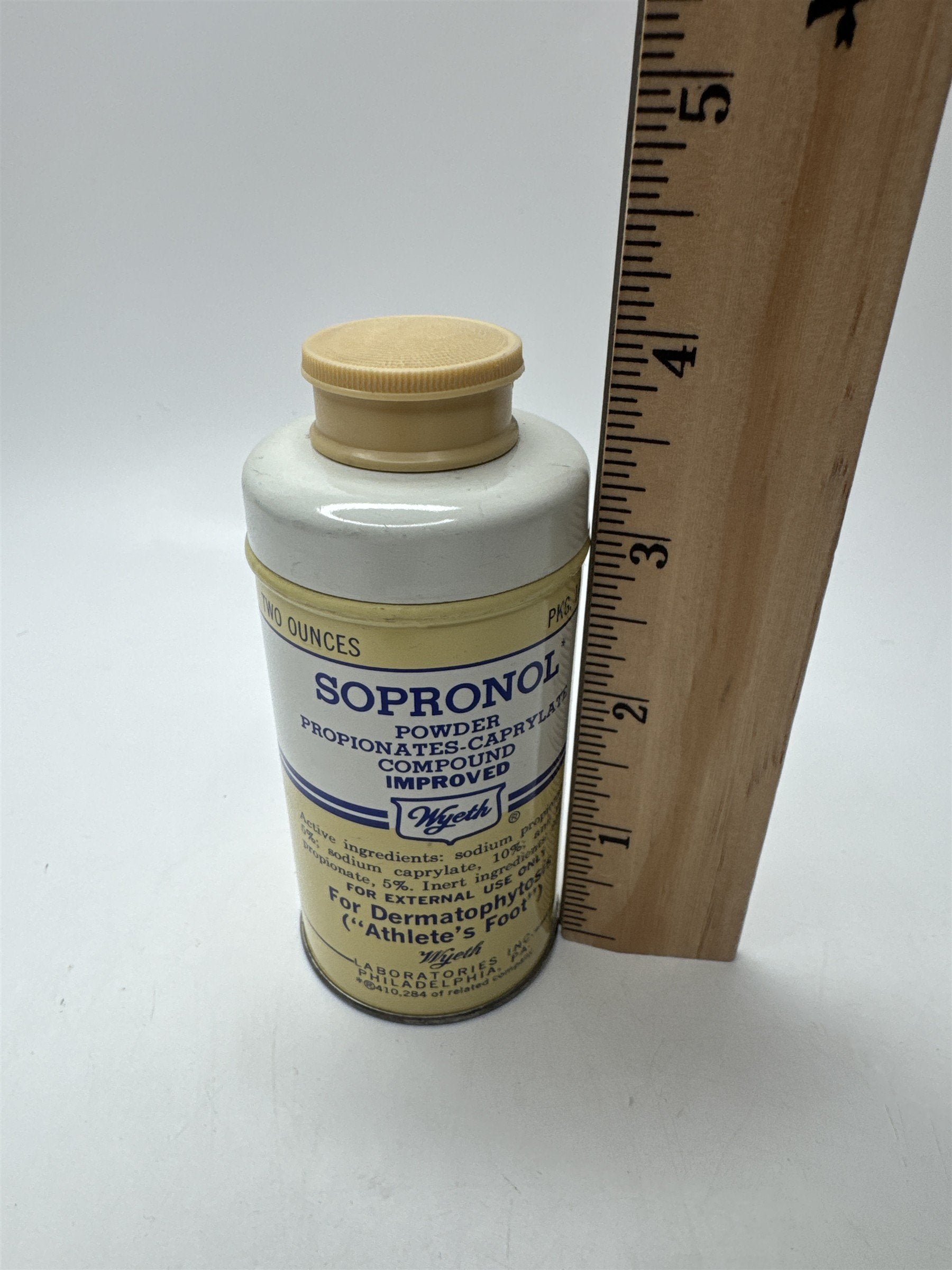 Vintage 2oz Sopronol Powder Improved Wyeth Laboratories Phila. PA *Seems Full*