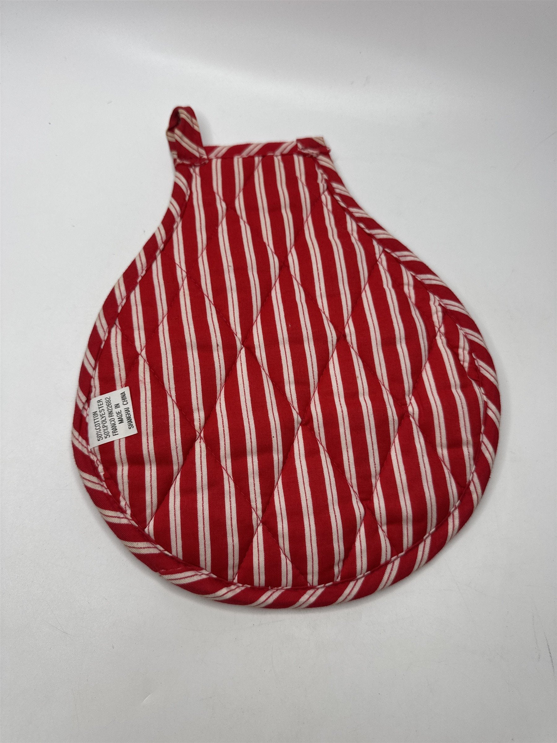 Vintage Fabric Hot Pad Potholder Santa Reindeer Christmas Candy Cane Trivet