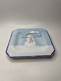 Hand Painted Italy Ceramic Snowman Plate Dish Server Winter Holiday