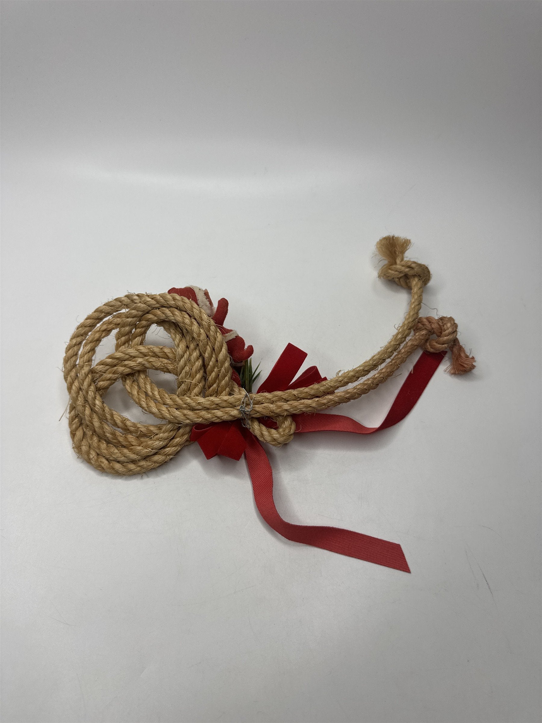 Vintage Pixie Elf Rope Wall Hanging Decoration Christmas Holiday Red Ribbon