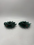 Vintage Lefton Japan Holly Berry Candlestick Holders Ceramic Christmas Set 2