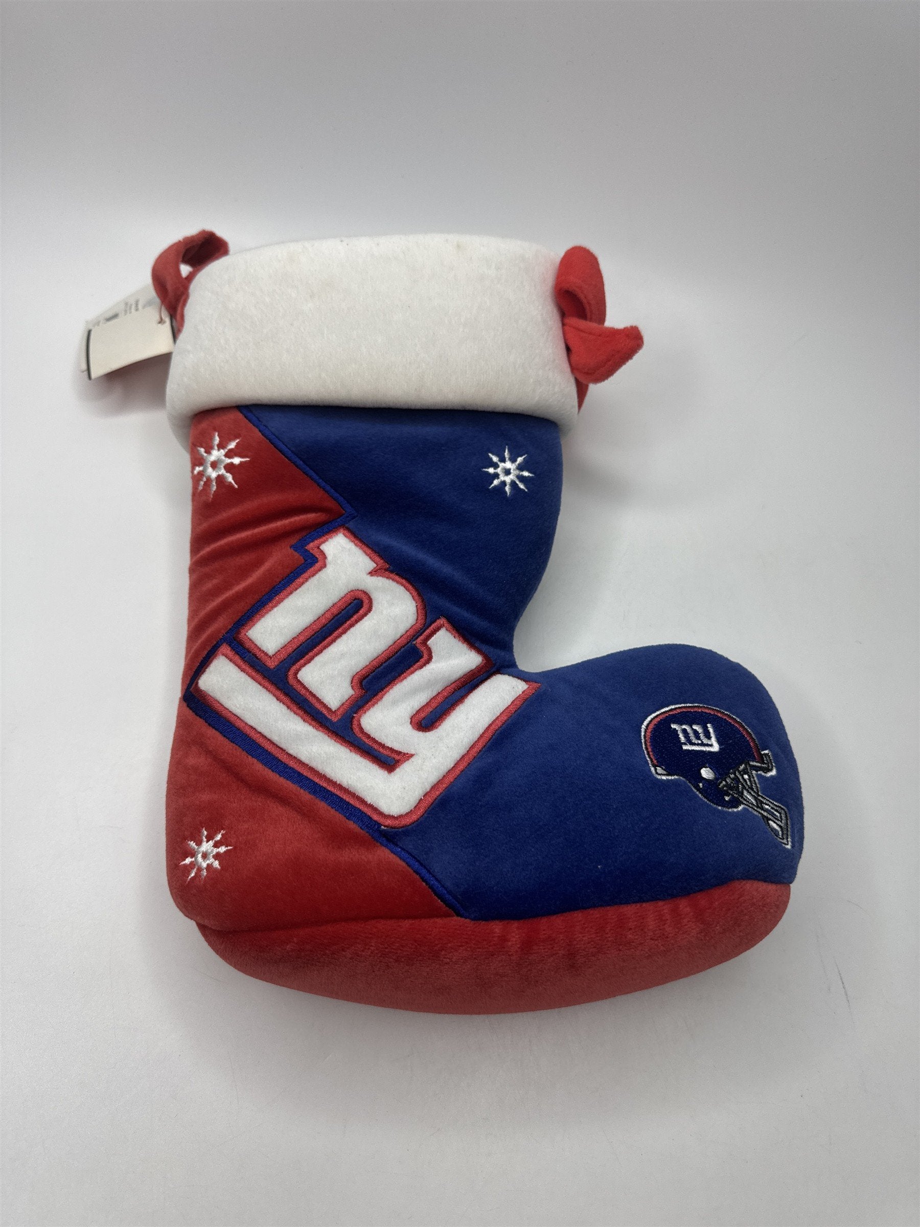 NY Giants NFL Plush Christmas Stocking Football Holiday Fan Gear Stain on back
