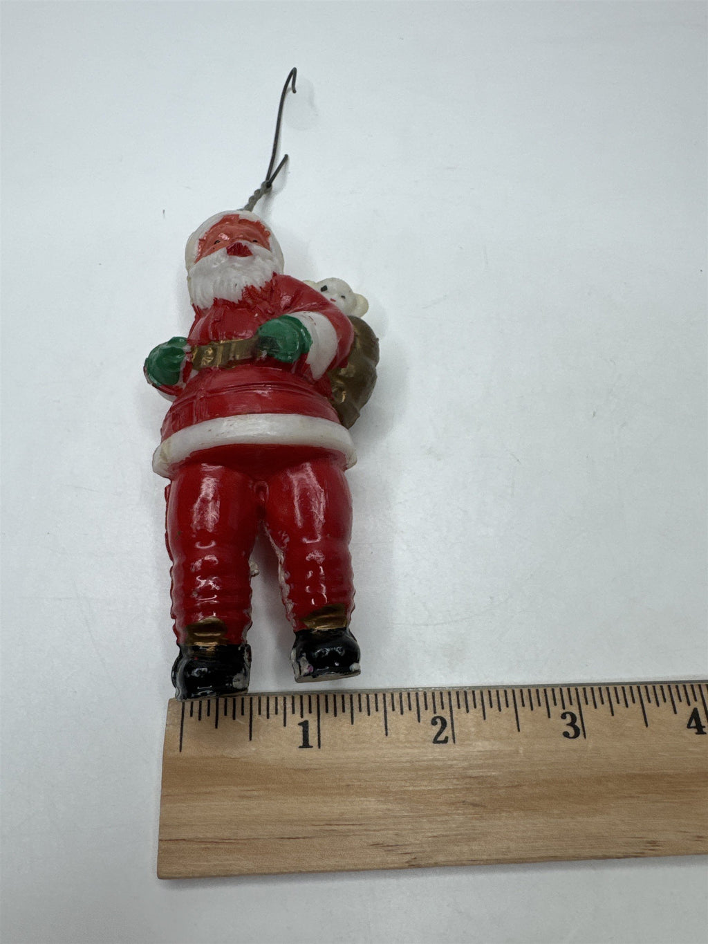 Vintage Empire Hard Plastic Santa Ornament Figurine Teddy Bear Sack Christmas Ki
