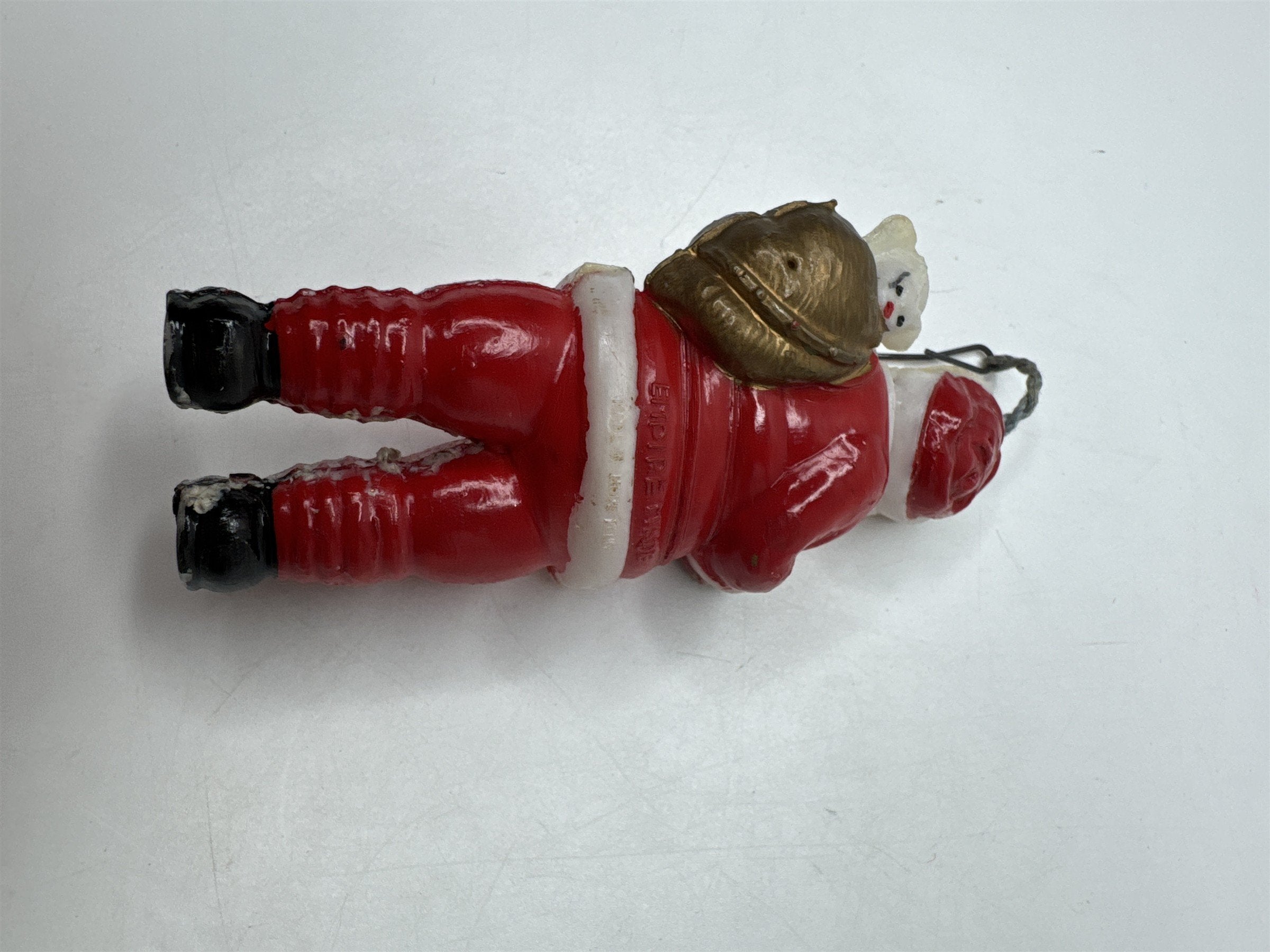 Vintage Empire Hard Plastic Santa Ornament Figurine Teddy Bear Sack Christmas Ki