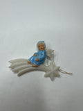 Antique German Angel Riding Comet Figural Ornament Composition Mica Glitter