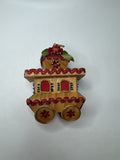 Vintage Paper Trolley Train Ornament Glitter Christmas Folk Art