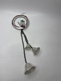 Vintage Foil Bells Wreath Hanger Bead Chain Silver Christmas Holiday Kitsch