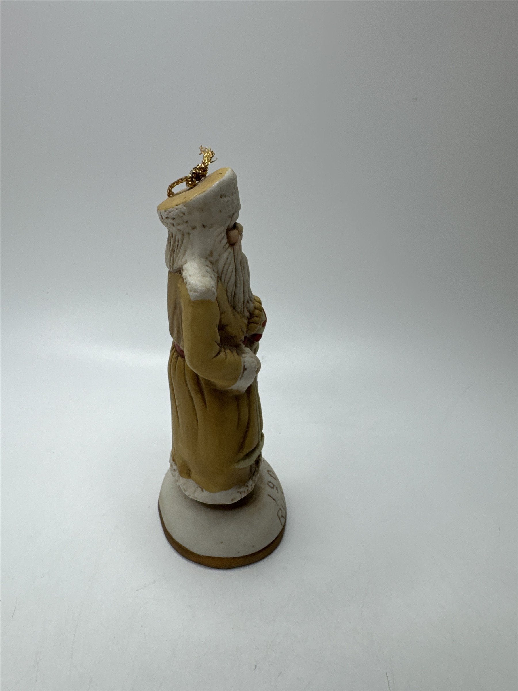 1903 Russia Father Christmas Figurine Ornament Porcelain Yellow Coat Vintage