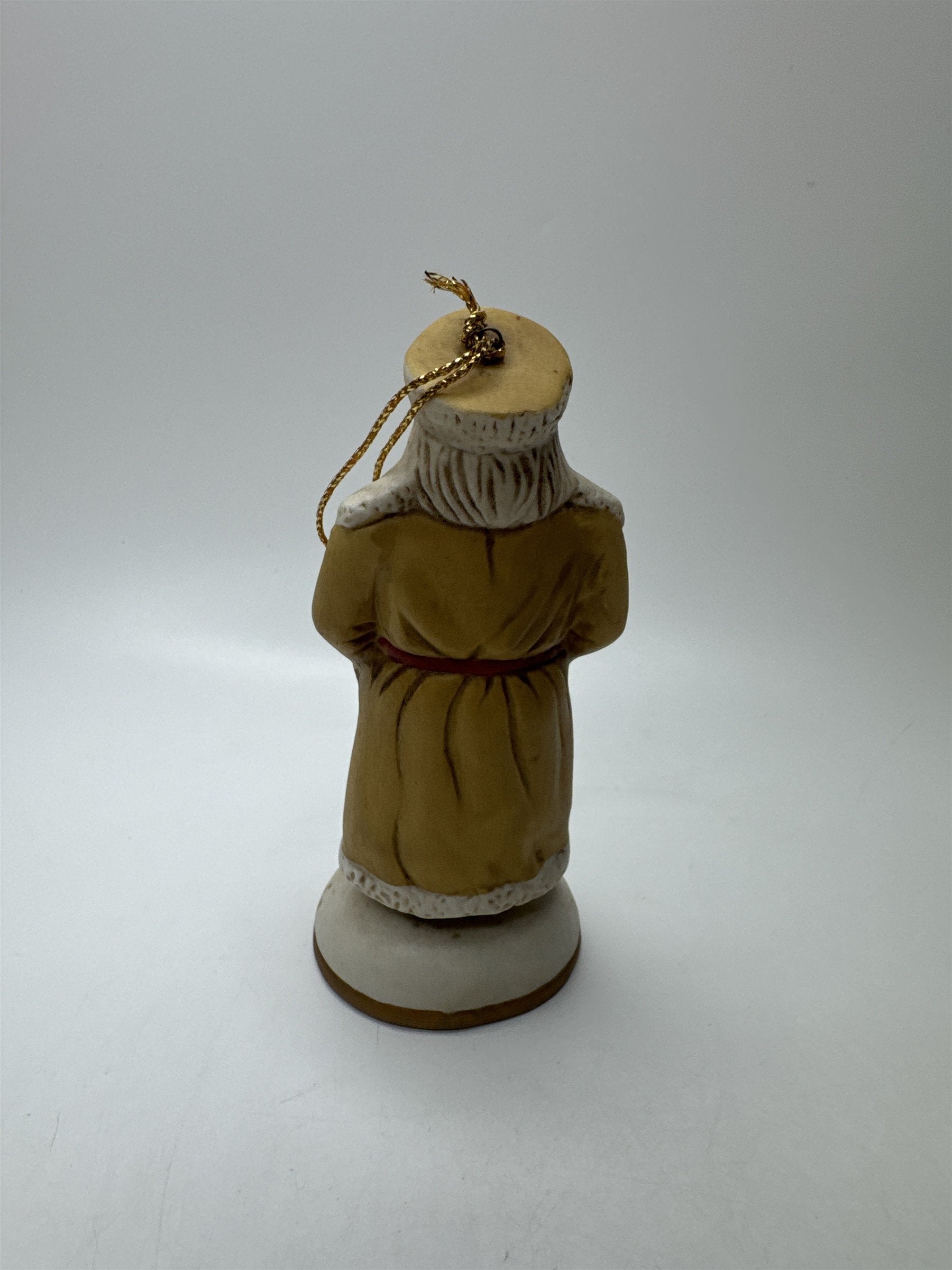 1903 Russia Father Christmas Figurine Ornament Porcelain Yellow Coat Vintage