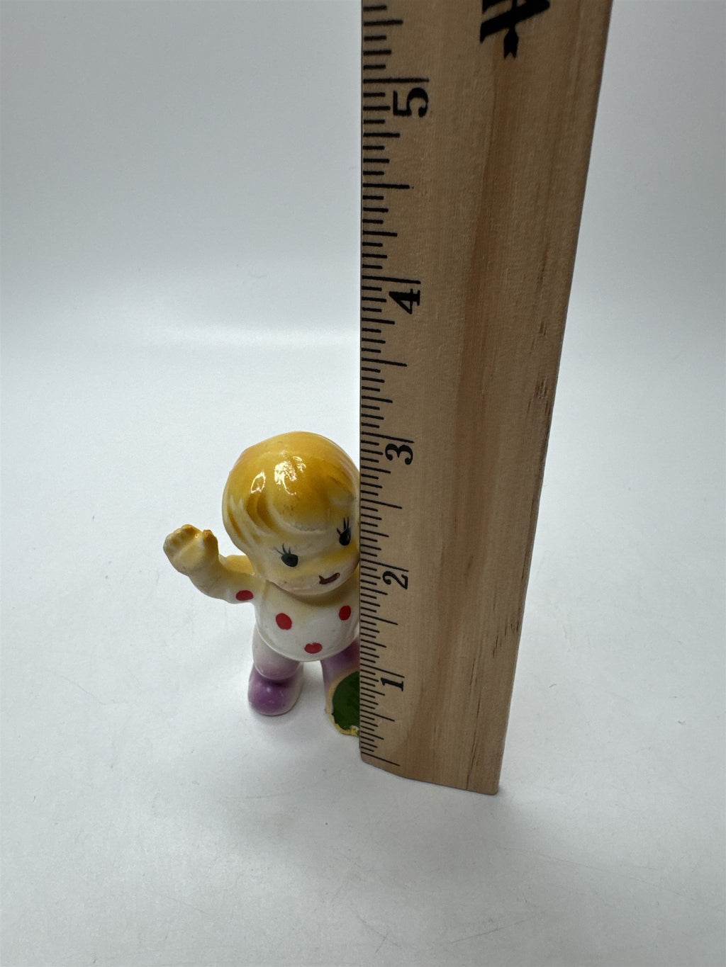 Vintage Japan Napco Ceramic Polka Dot Boy Figurine Tennis Racket 3" Tall