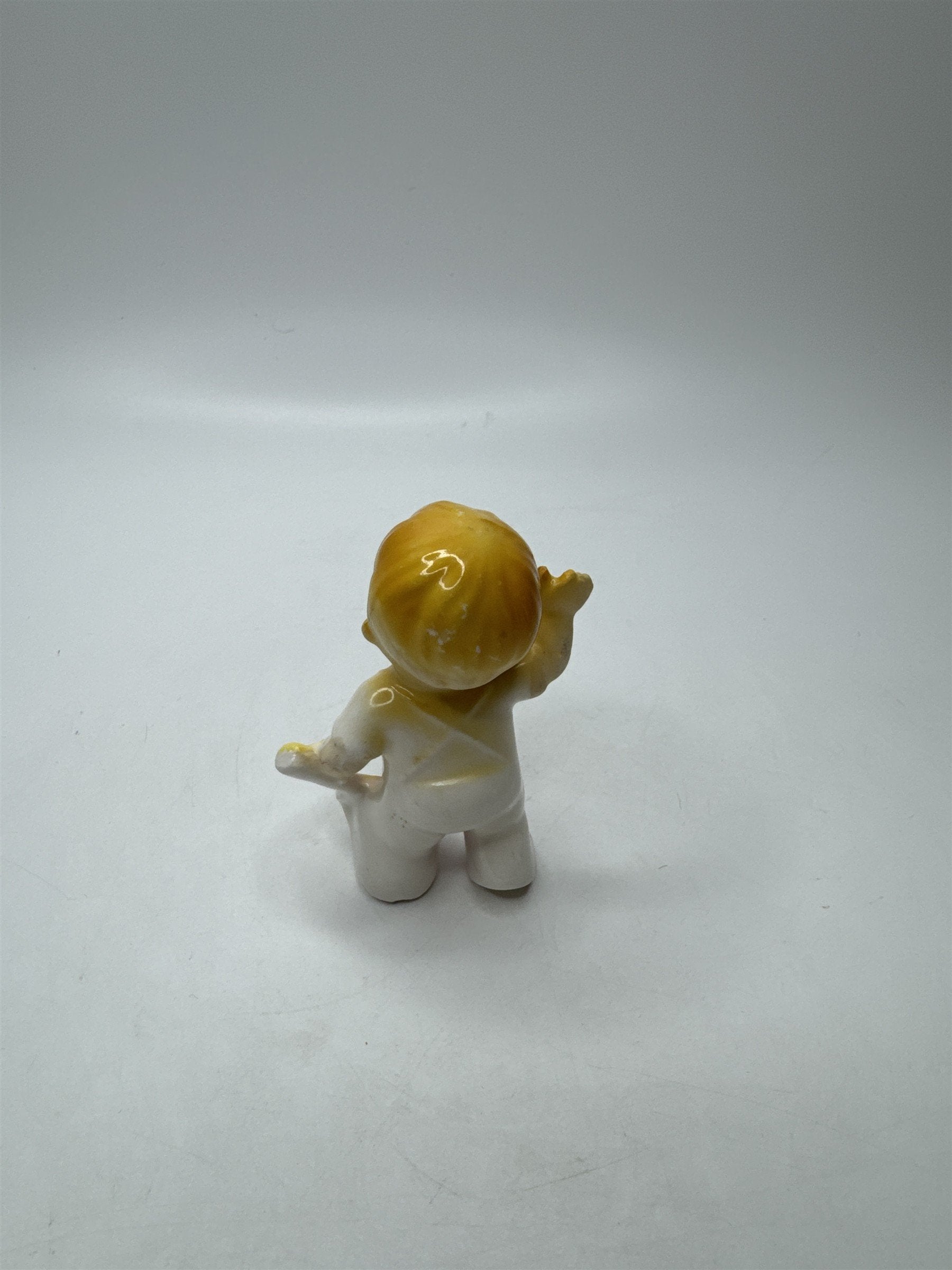 Vintage Japan Napco Ceramic Polka Dot Boy Figurine Tennis Racket 3" Tall