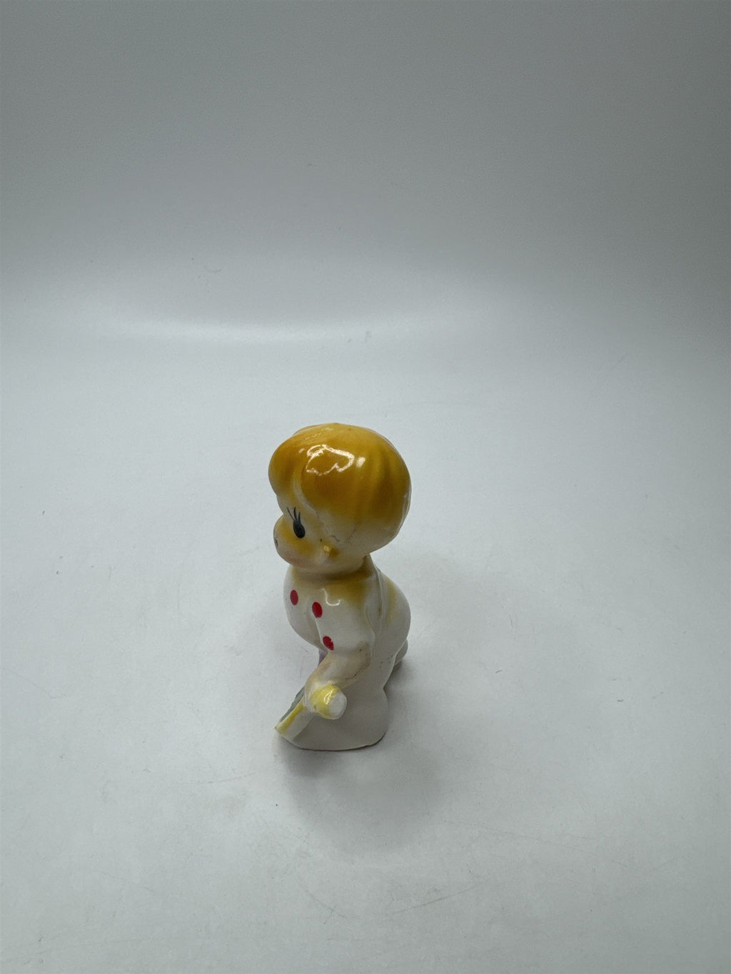 Vintage Japan Napco Ceramic Polka Dot Boy Figurine Tennis Racket 3" Tall