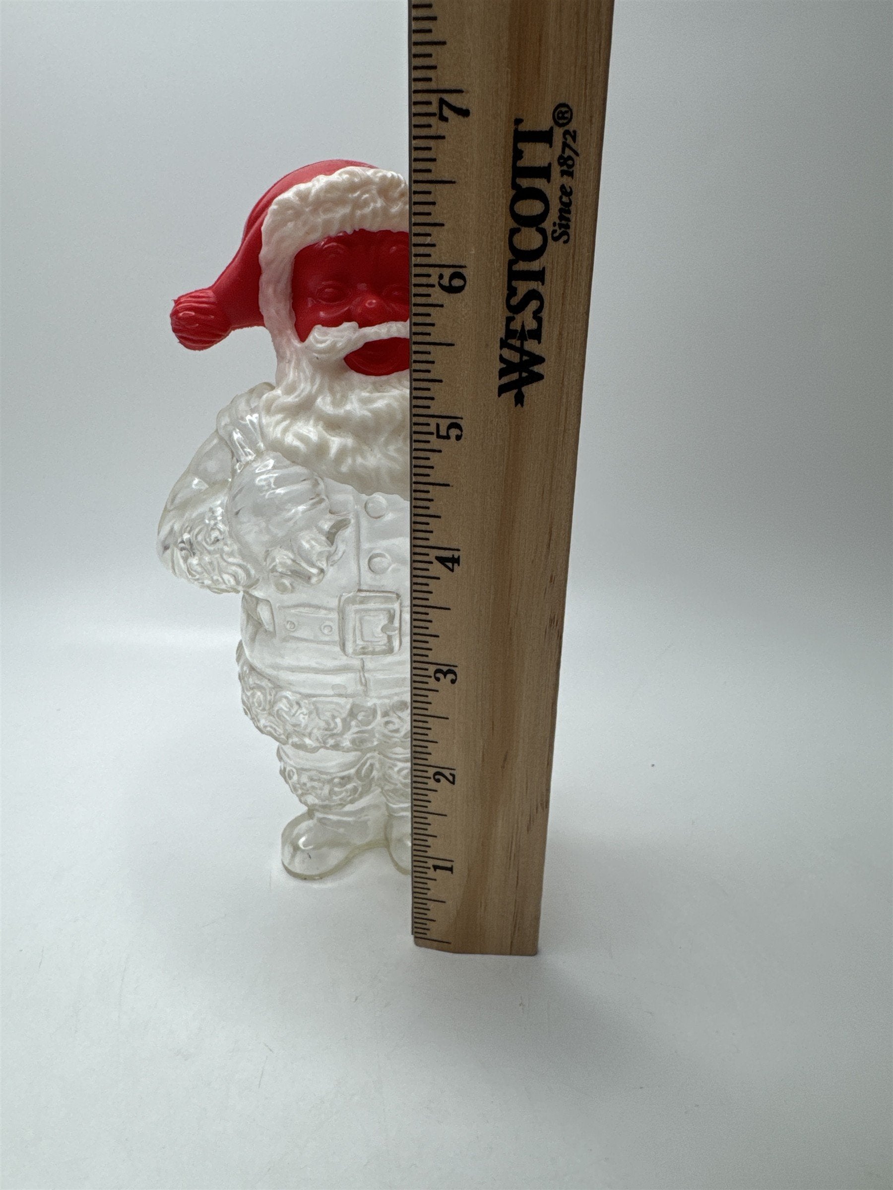 Vintage Santa Candy Container Bank Clear Plastic Blow Mold Christmas Figurine