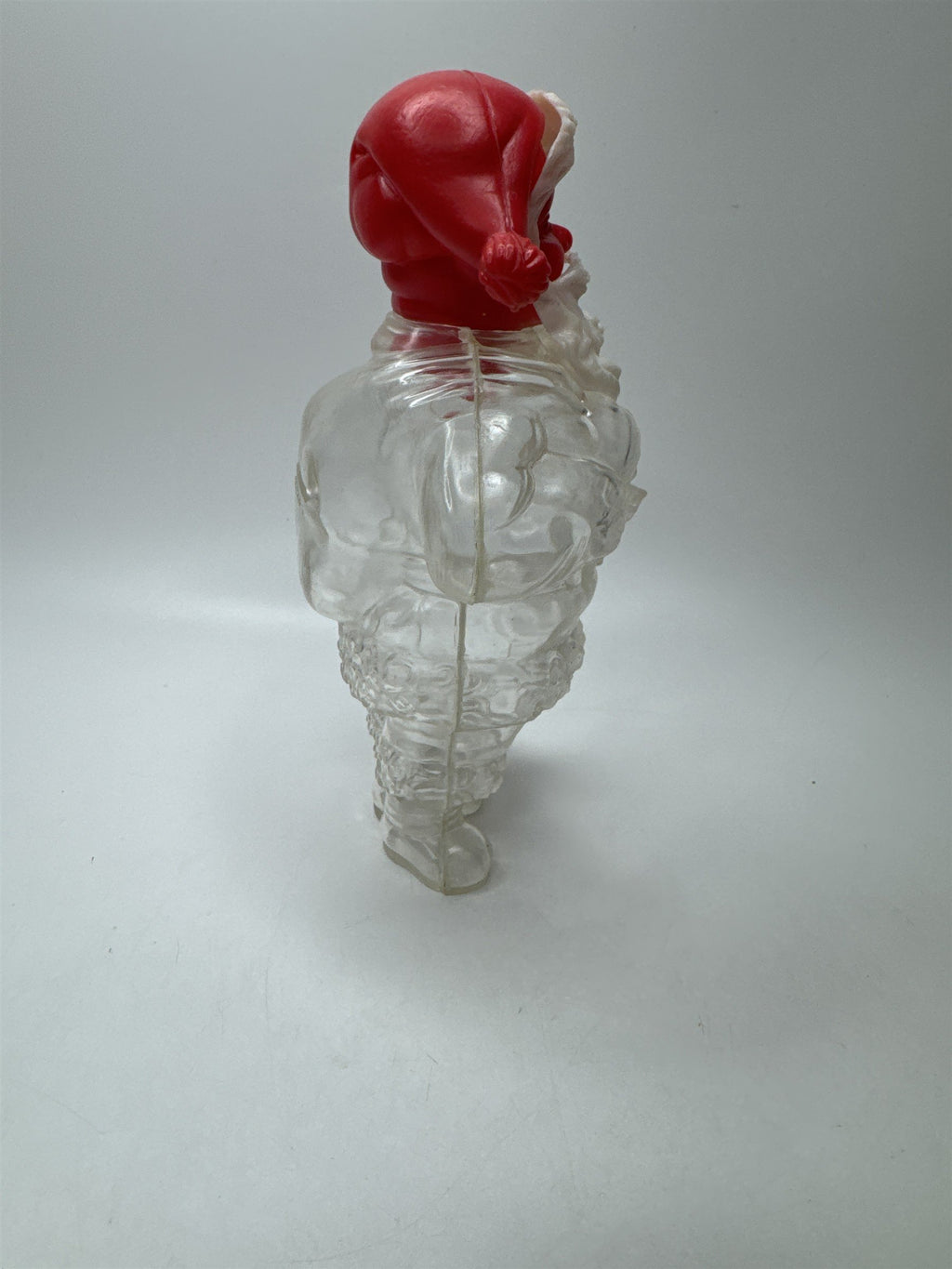 Vintage Santa Candy Container Bank Clear Plastic Blow Mold Christmas Figurine
