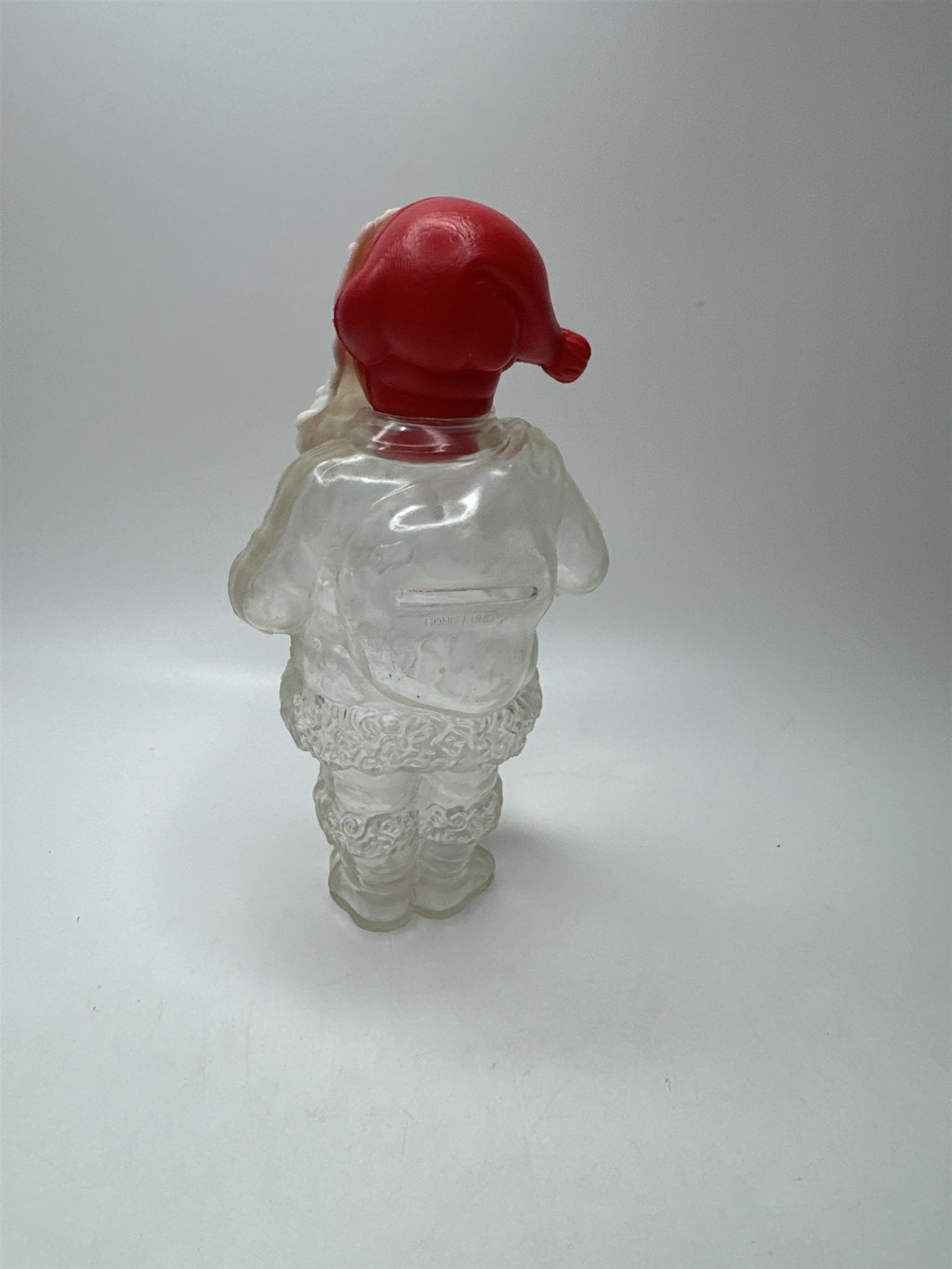 Vintage Santa Candy Container Bank Clear Plastic Blow Mold Christmas Figurine